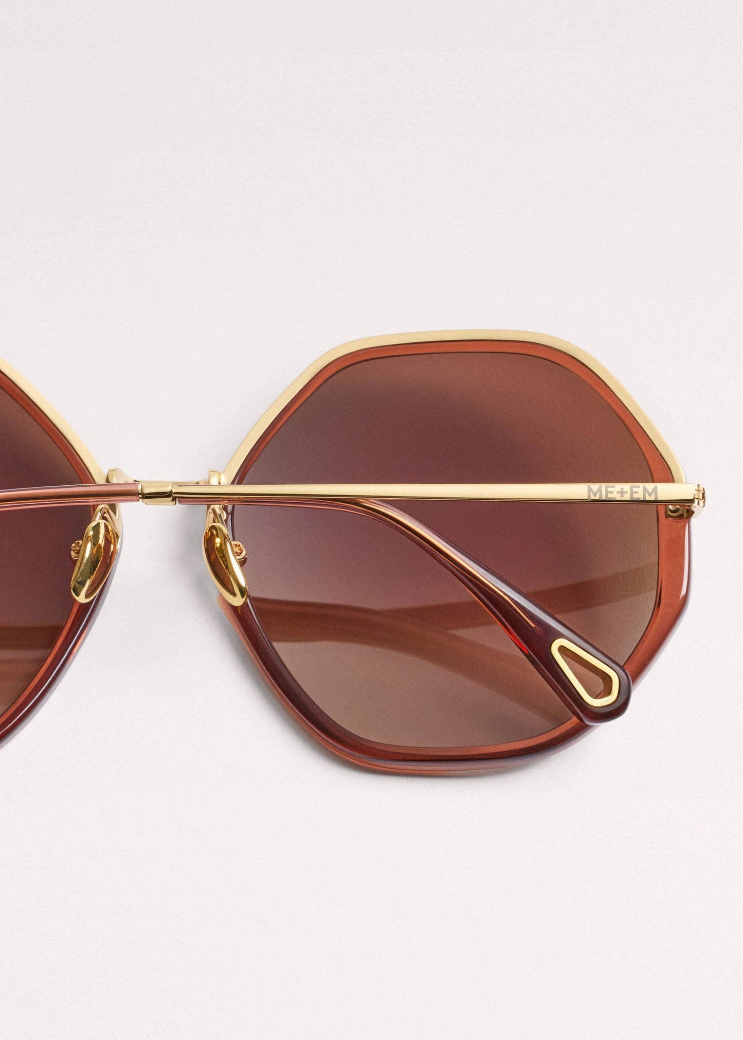 ME and EM Clothing|Accessories Cinnamon Hetagonal Frame Sunglasses