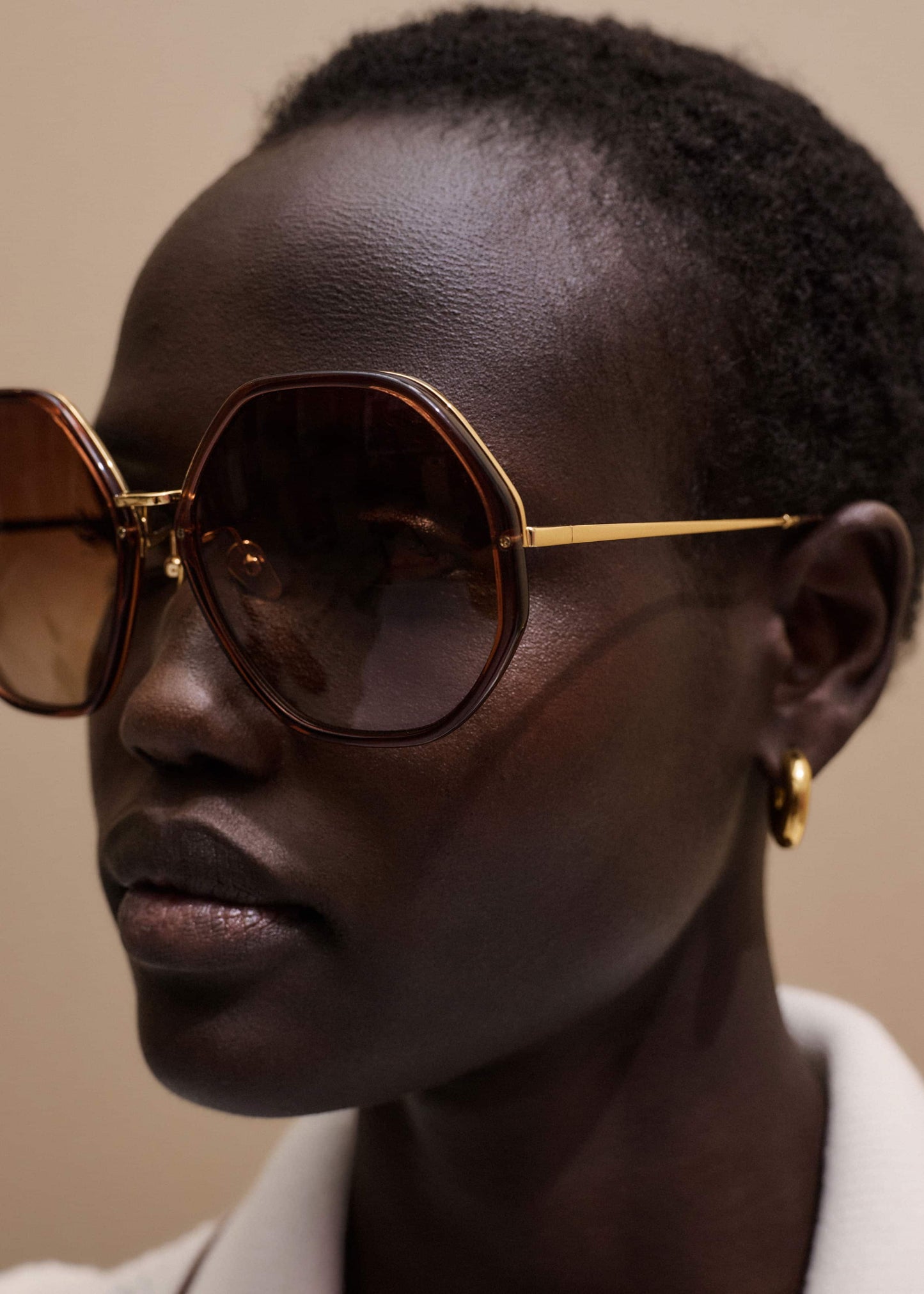 ME and EM Clothing|Accessories Cinnamon Hetagonal Frame Sunglasses