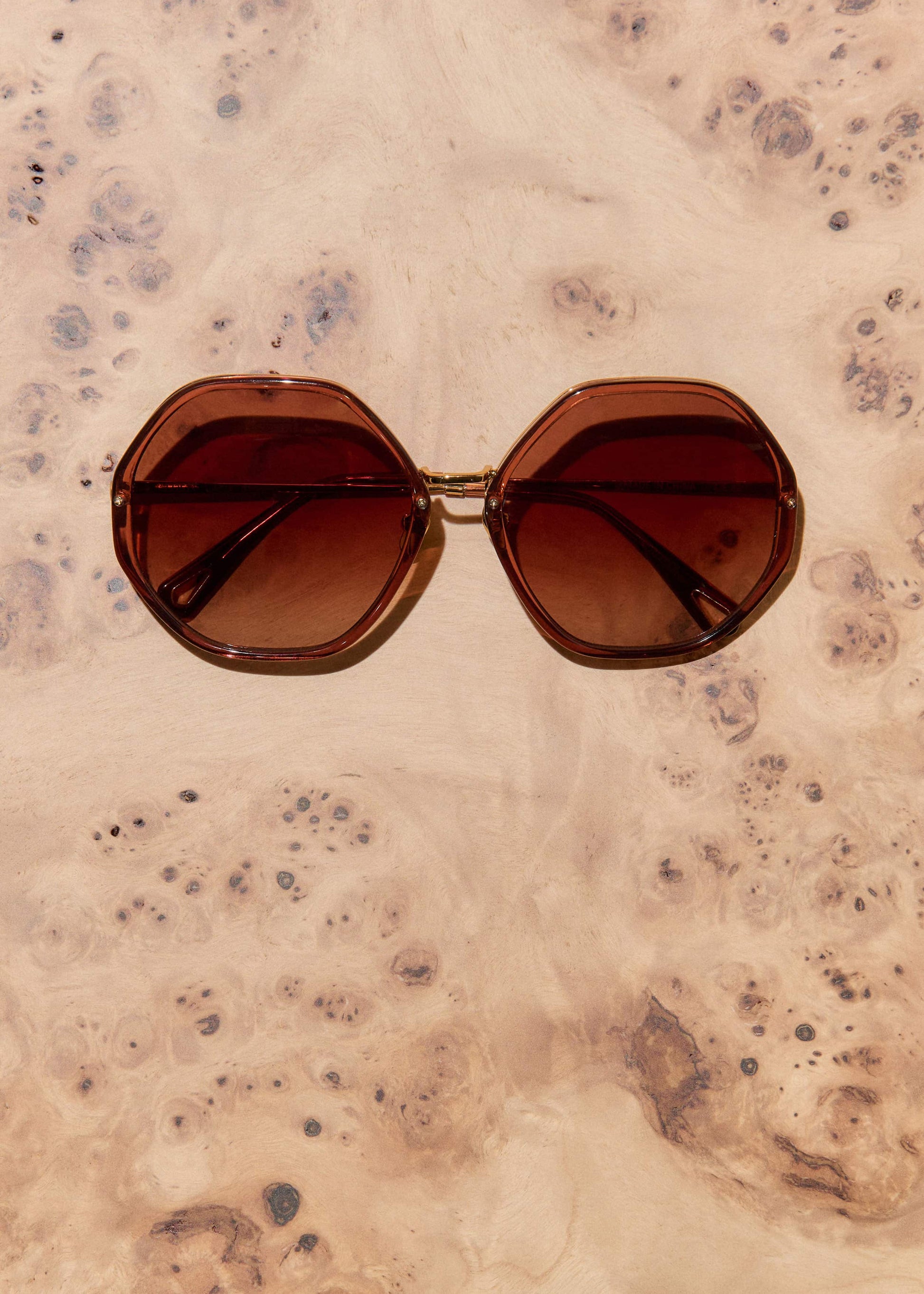 ME and EM Clothing|Accessories Cinnamon Hetagonal Frame Sunglasses