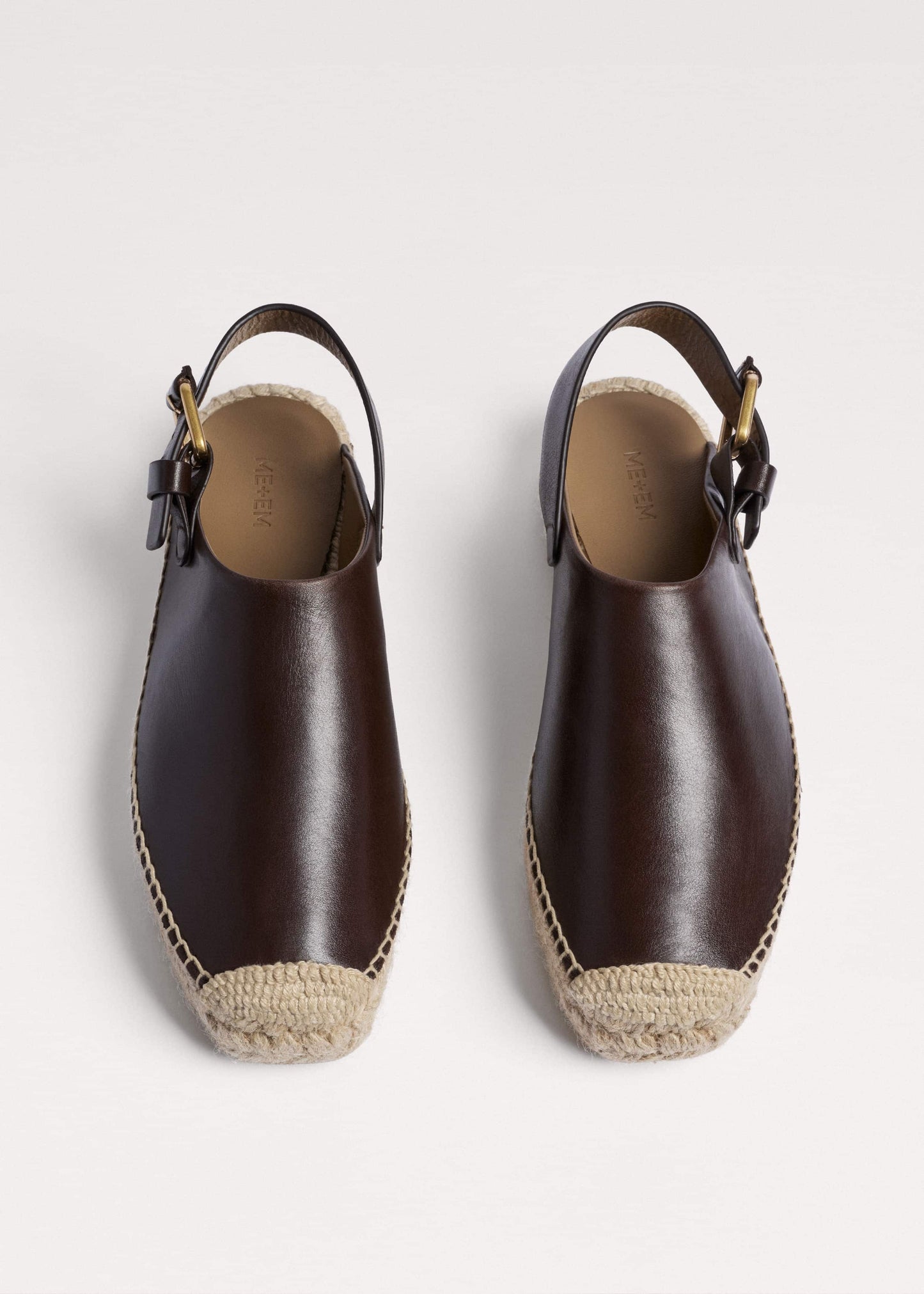 ME and EM Clothing|Accessories Brown Leather Slingback Espadrille