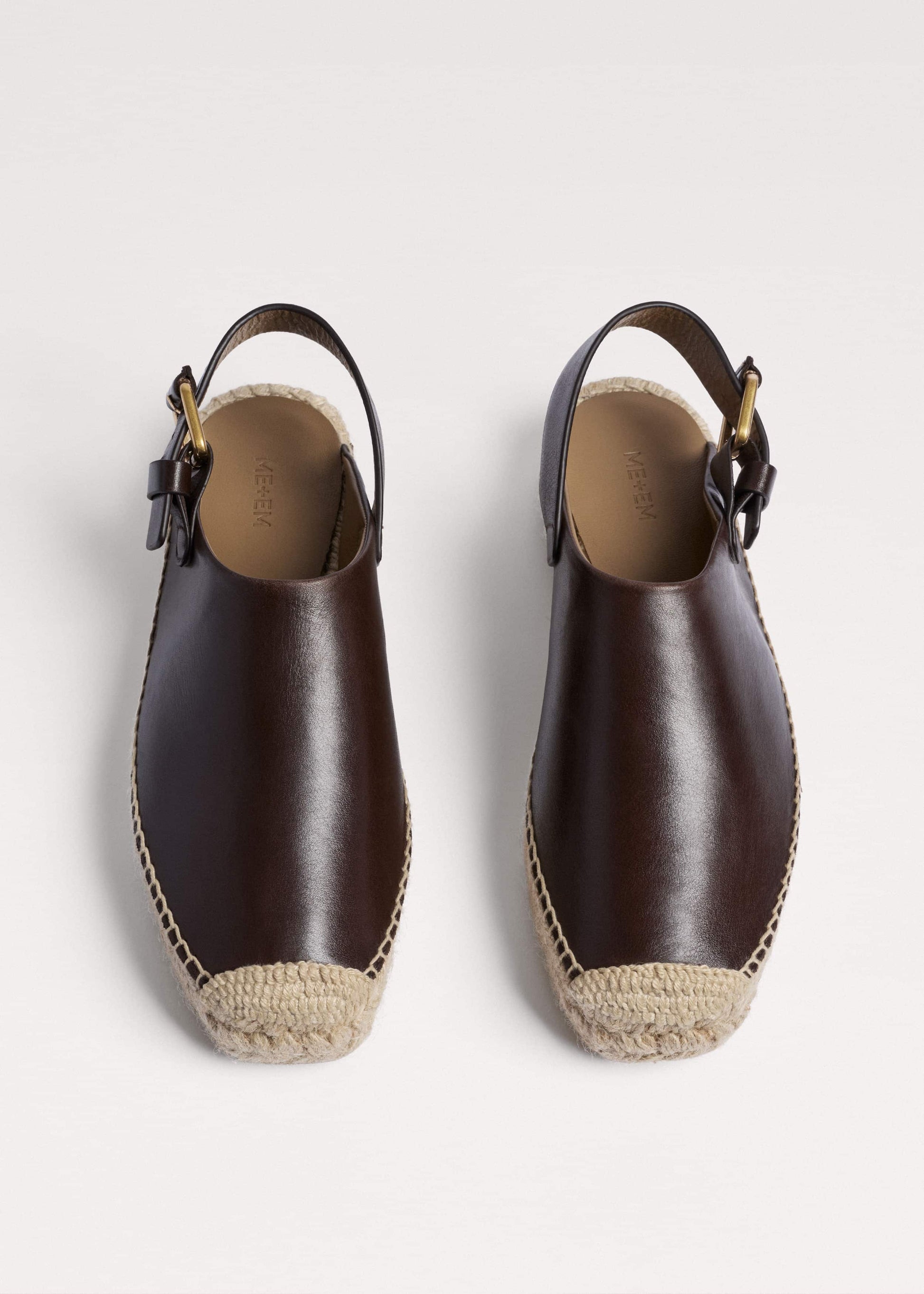 ME and EM Clothing|Accessories Brown Leather Slingback Espadrille