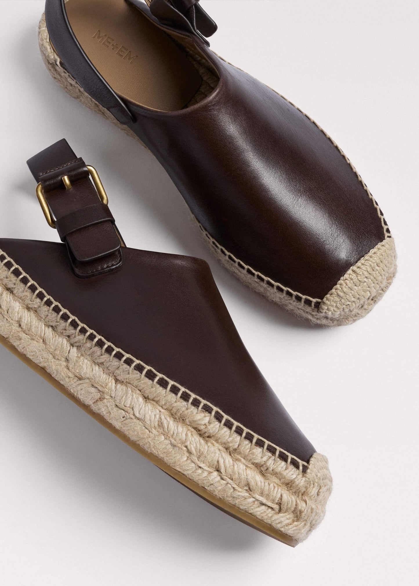 ME and EM Clothing|Accessories Brown Leather Slingback Espadrille
