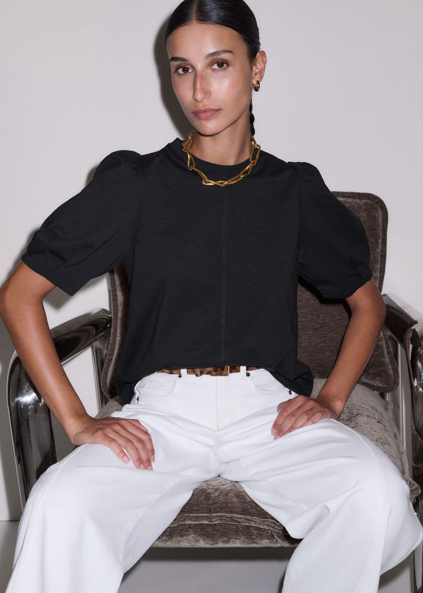 ME and EM Clothing Black Feminine Swing Top