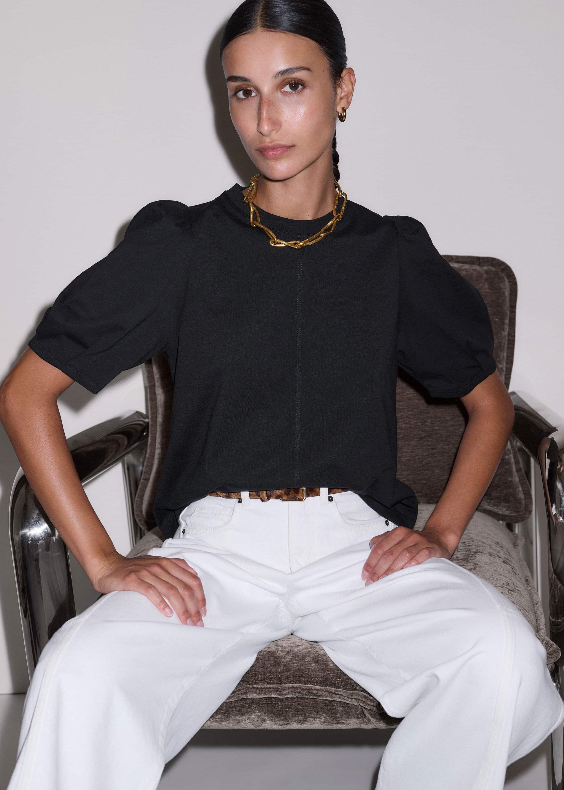 ME and EM Clothing Black Feminine Swing Top