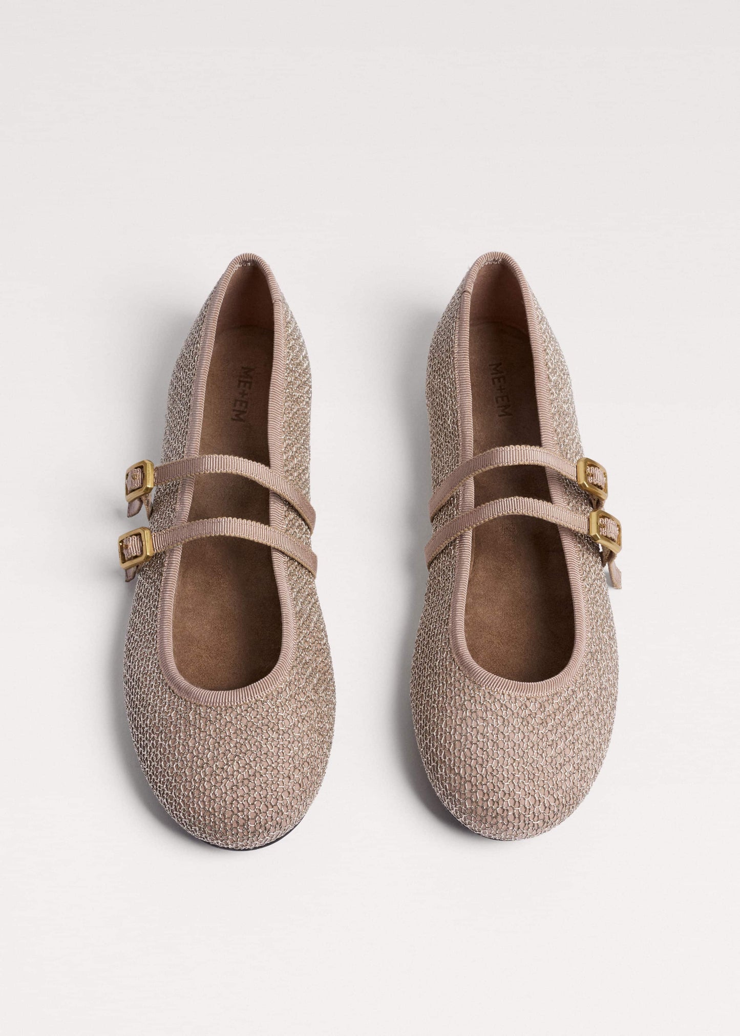 ME and EM Clothing|Accessories Gold Mesh AM-PM Ballet Flat