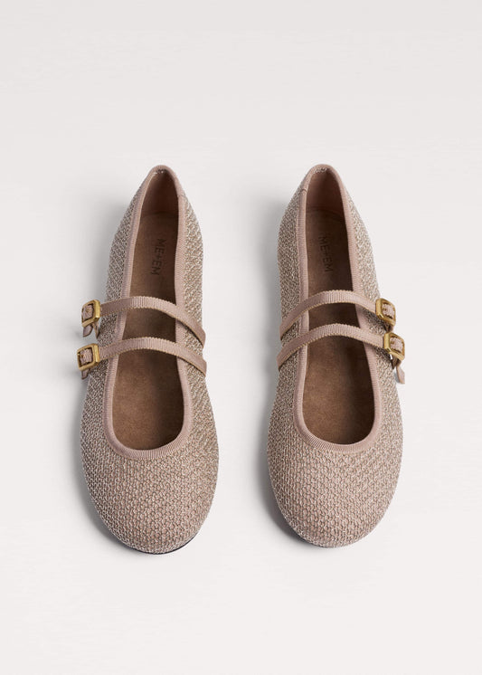 ME and EM Clothing|Accessories Gold Mesh AM-PM Ballet Flat