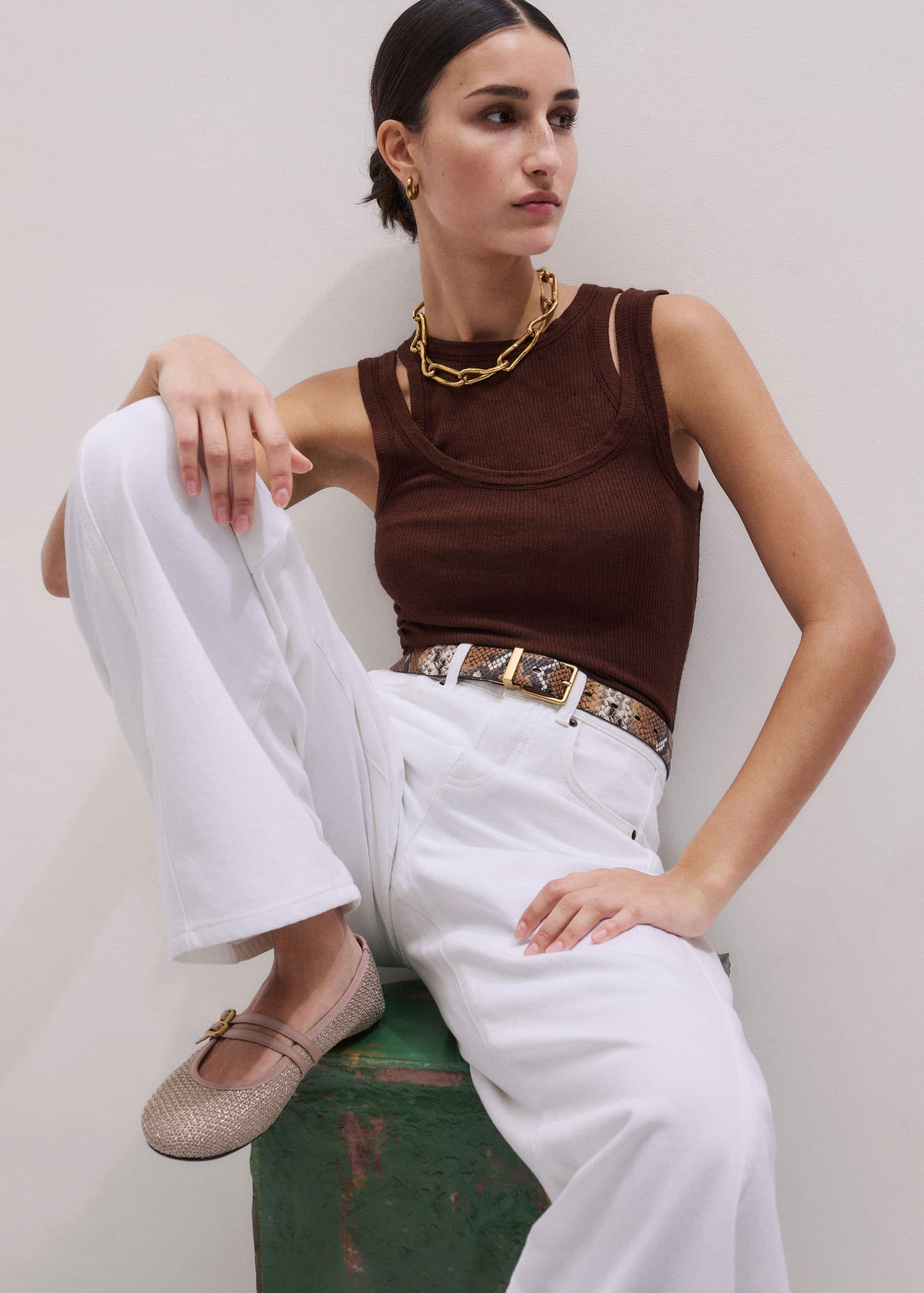 ME and EM Clothing|Accessories Gold Mesh AM-PM Ballet Flat