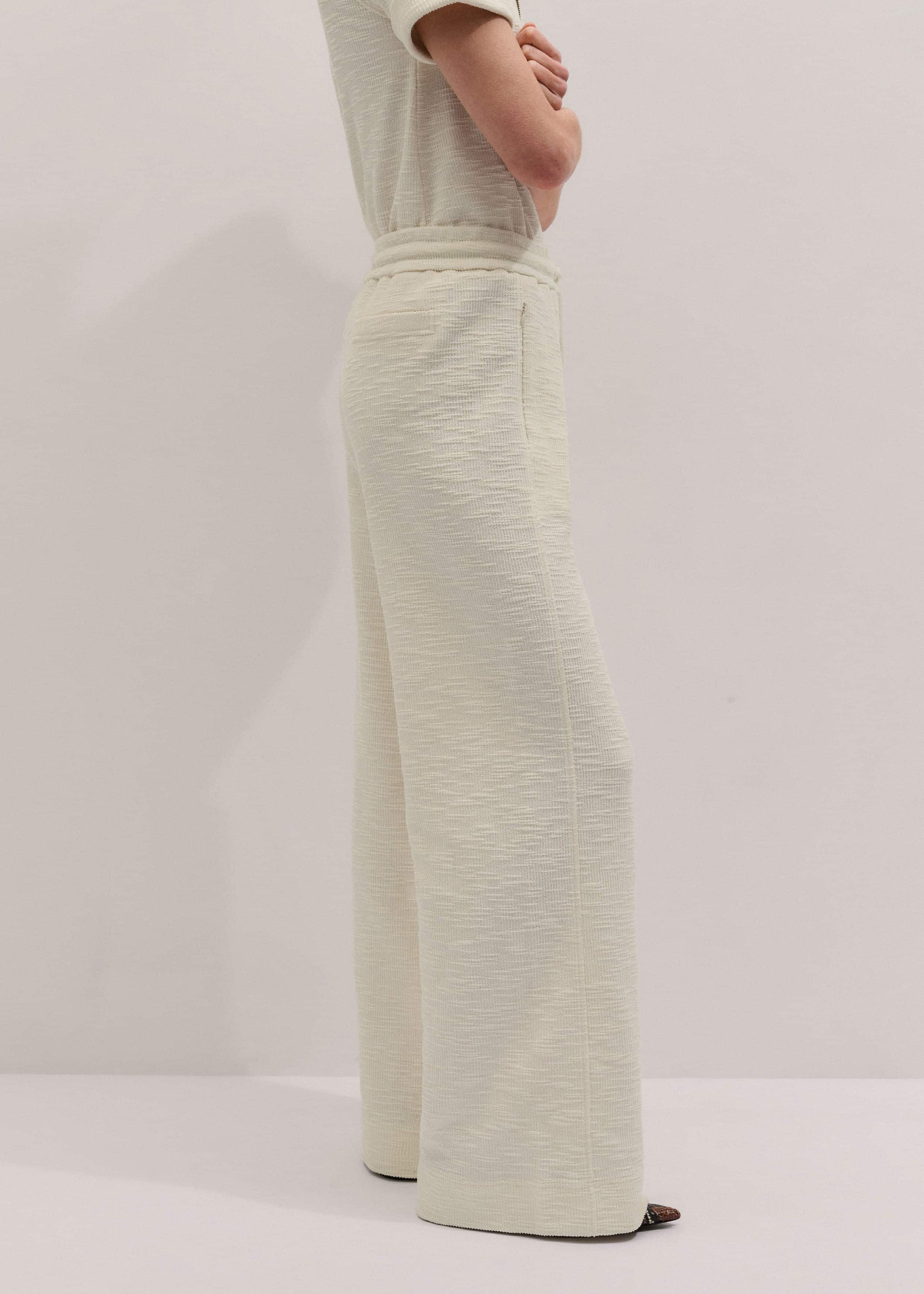 ME and EM Clothing Cream Wide-Leg Track Pant