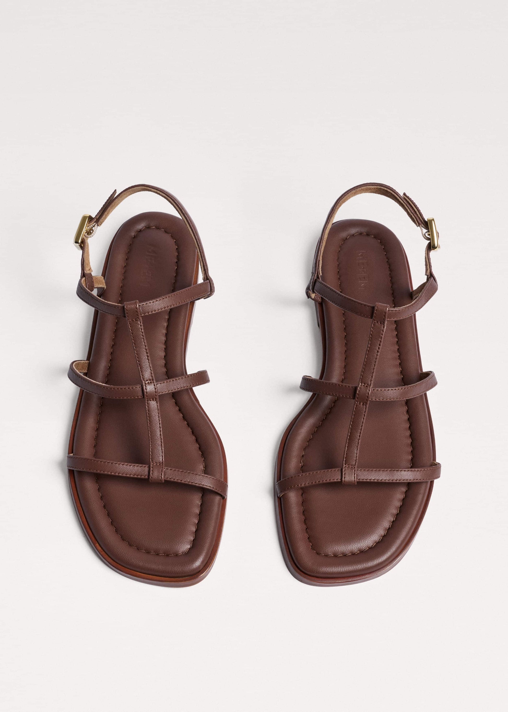 ME and EM Clothing|Accessories Dark Brown Caged Flat Sandal