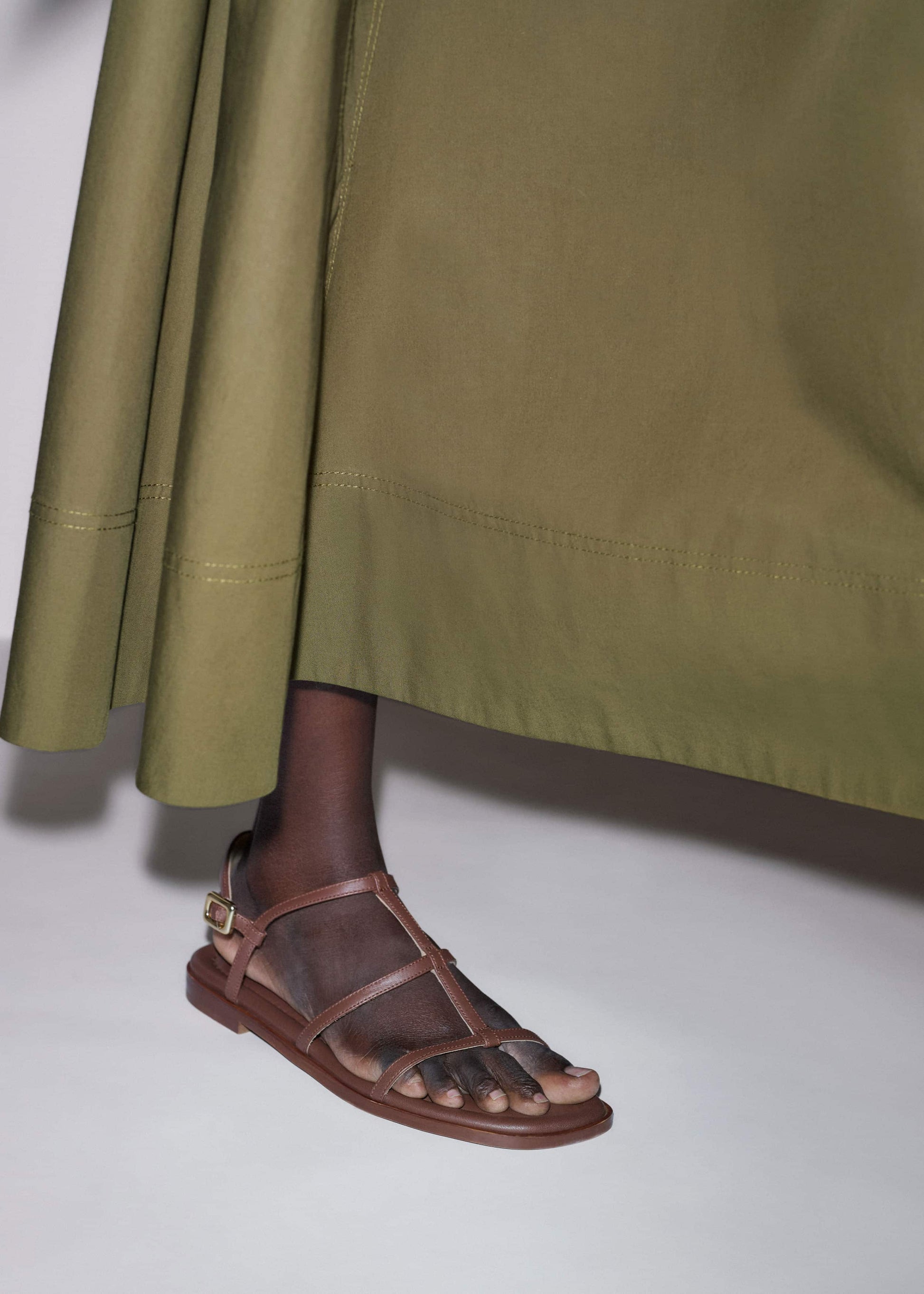 ME and EM Clothing|Accessories Dark Brown Caged Flat Sandal