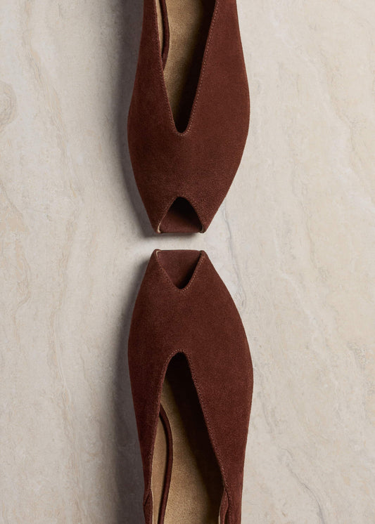 ME and EM Clothing|Accessories Cinnamon Brown Peep Toe Flat