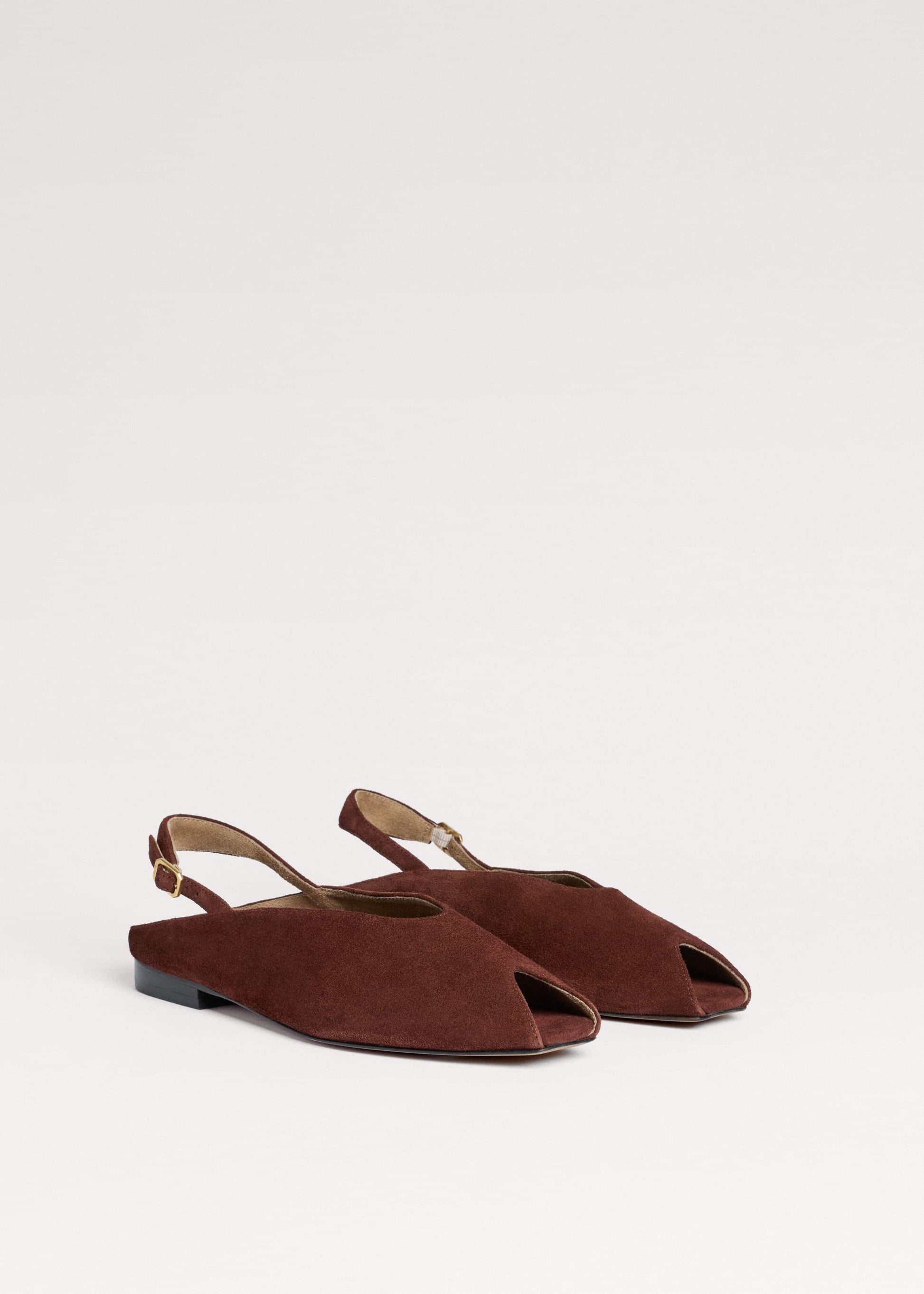 ME and EM Clothing|Accessories Cinnamon Brown Peep Toe Flat