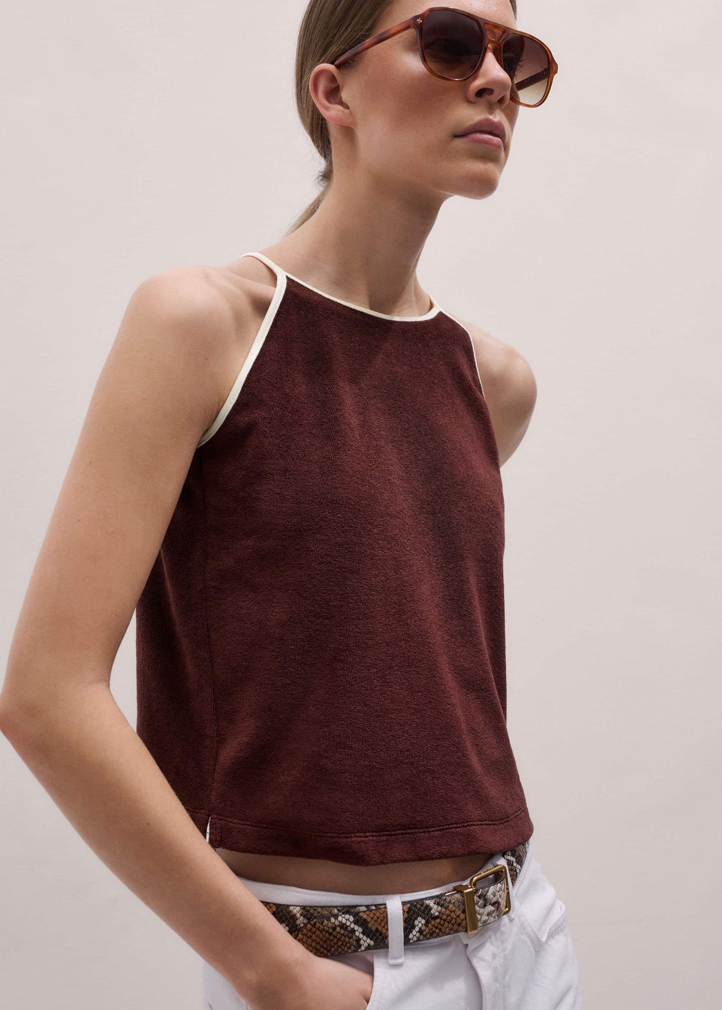 ME and EM Clothing Cinnamon Brown Halterneck Top