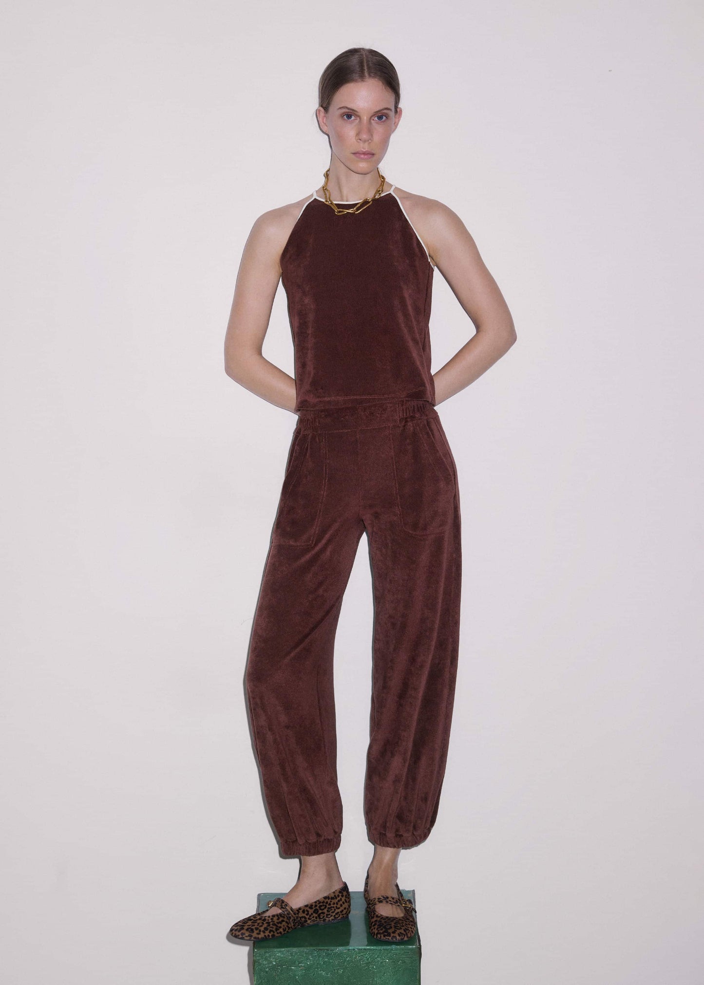 ME and EM Clothing Cinnamon Brown Halterneck Top