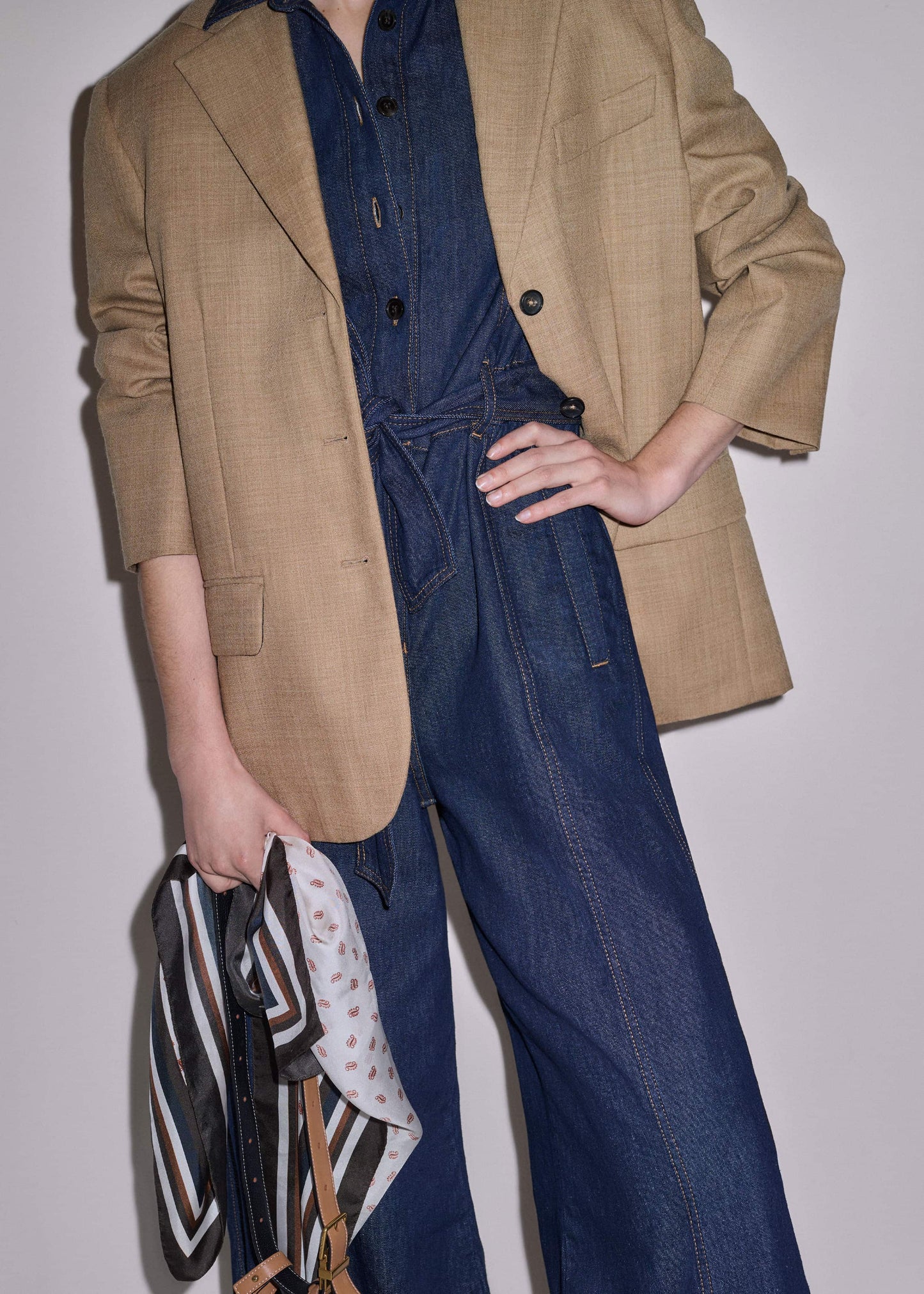 ME and EM Clothing Blue Relaxed Wide-Leg AM-PM Jumpsuit