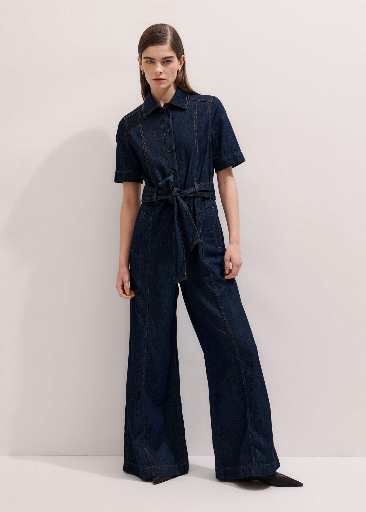 ME and EM Clothing Blue Relaxed Wide-Leg AM-PM Jumpsuit