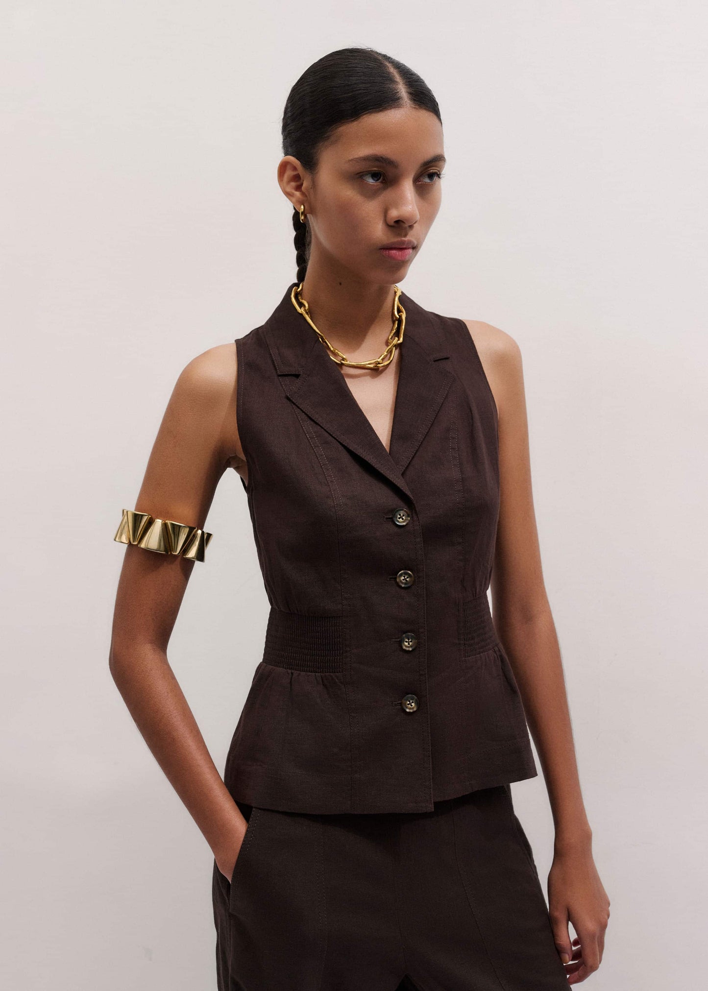 ME and EM Clothing Brown Halterneck Vest