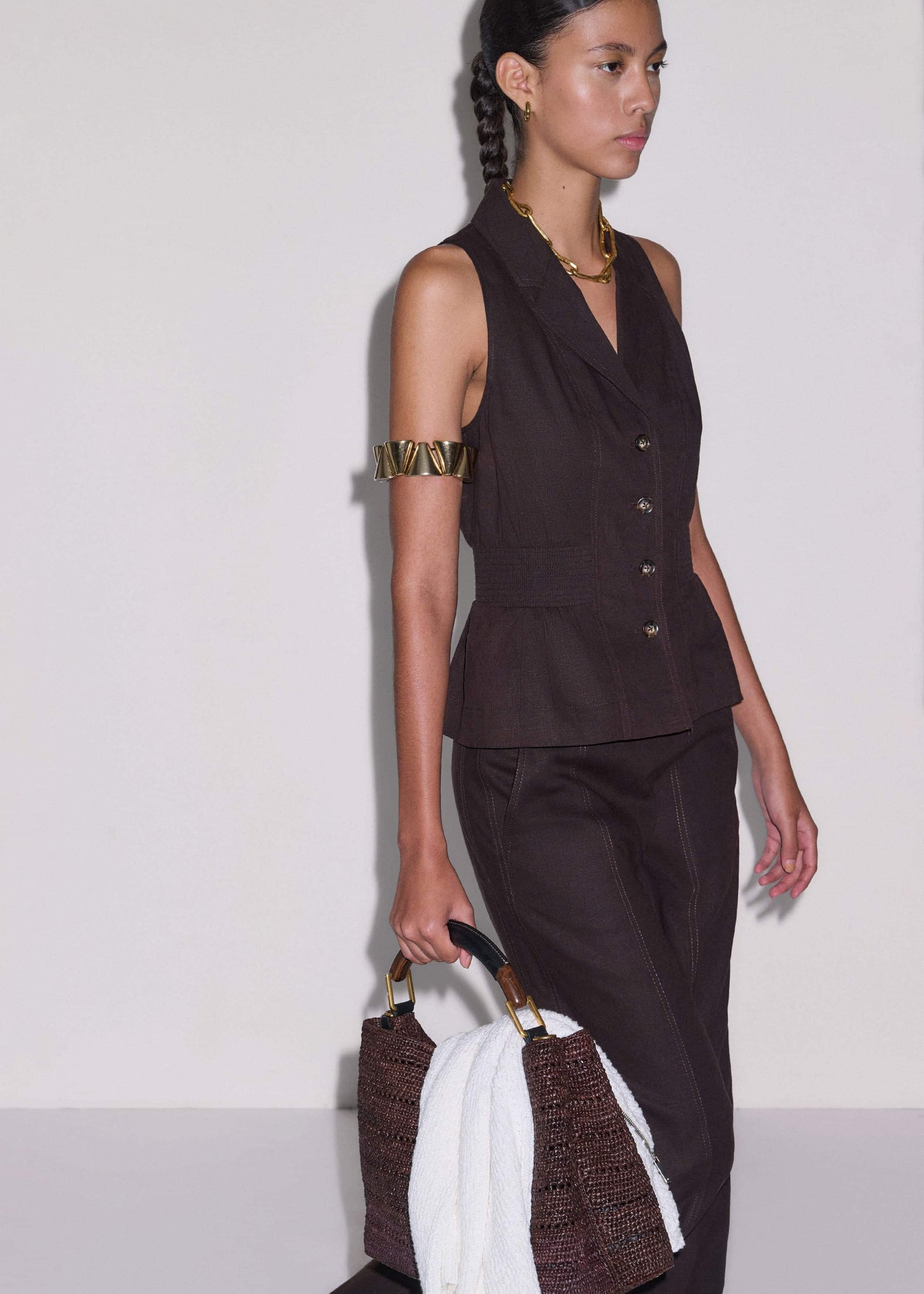 ME and EM Clothing Brown Halterneck Vest