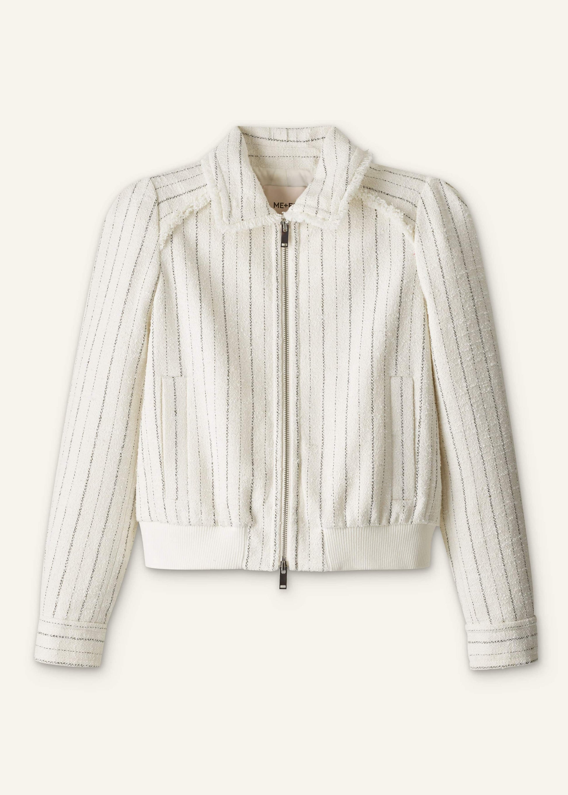 ME and EM Clothing Ivory Stripe Bomber Jacket
