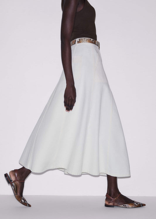 ME and EM Clothing White Panelled A-Line Maxi Skirt