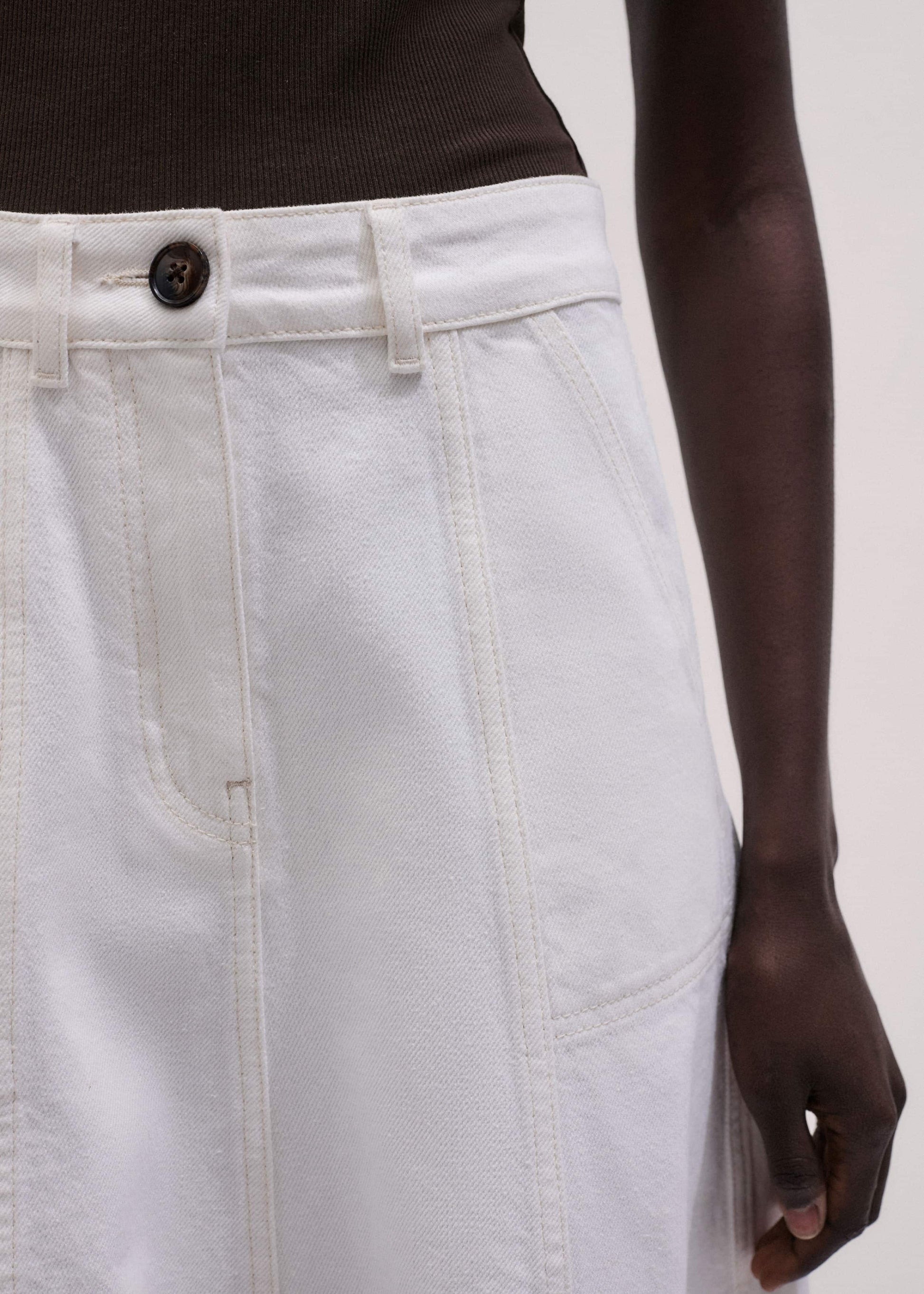 ME and EM Clothing White Panelled A-Line Maxi Skirt