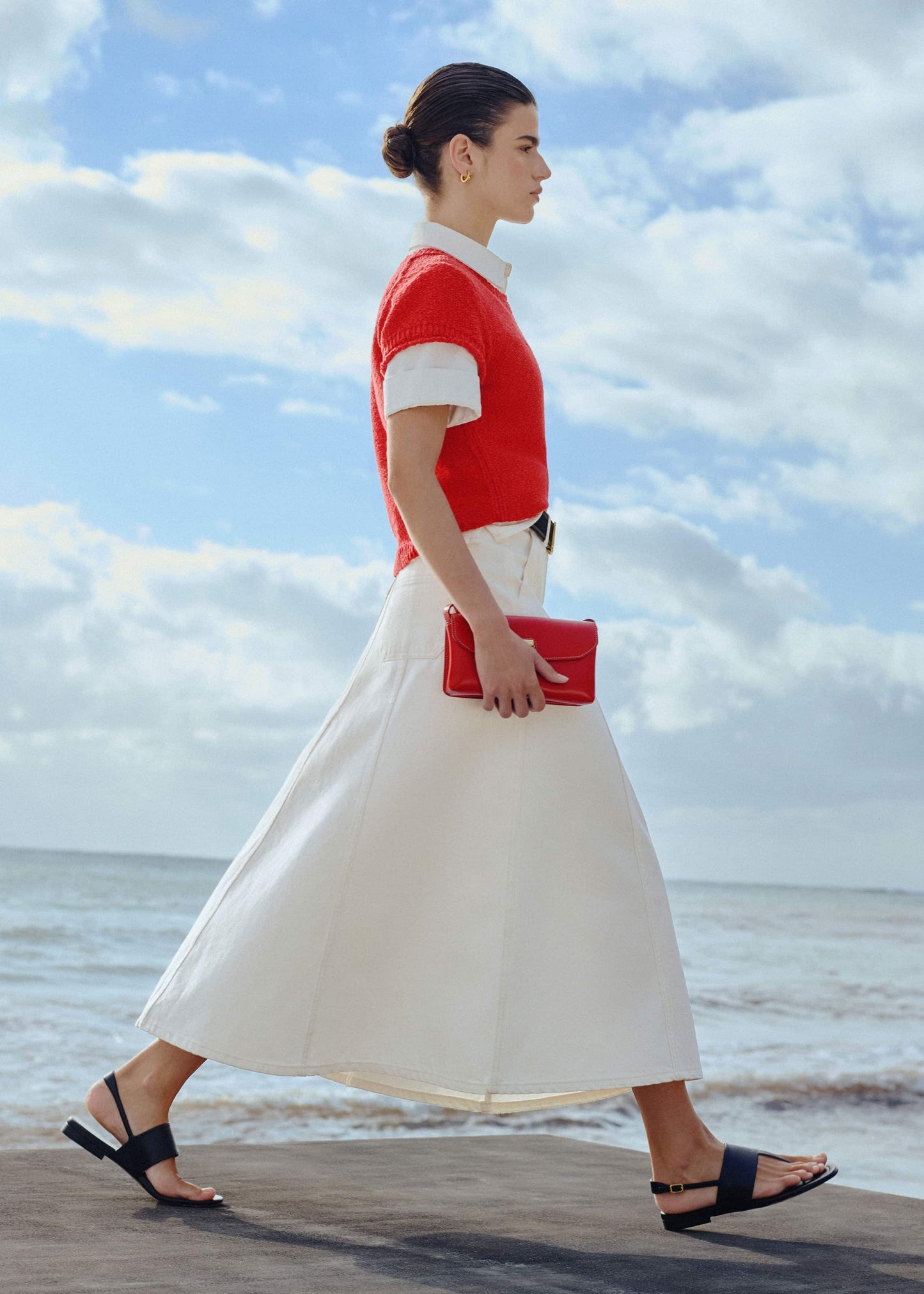ME and EM Clothing White Panelled A-Line Maxi Skirt