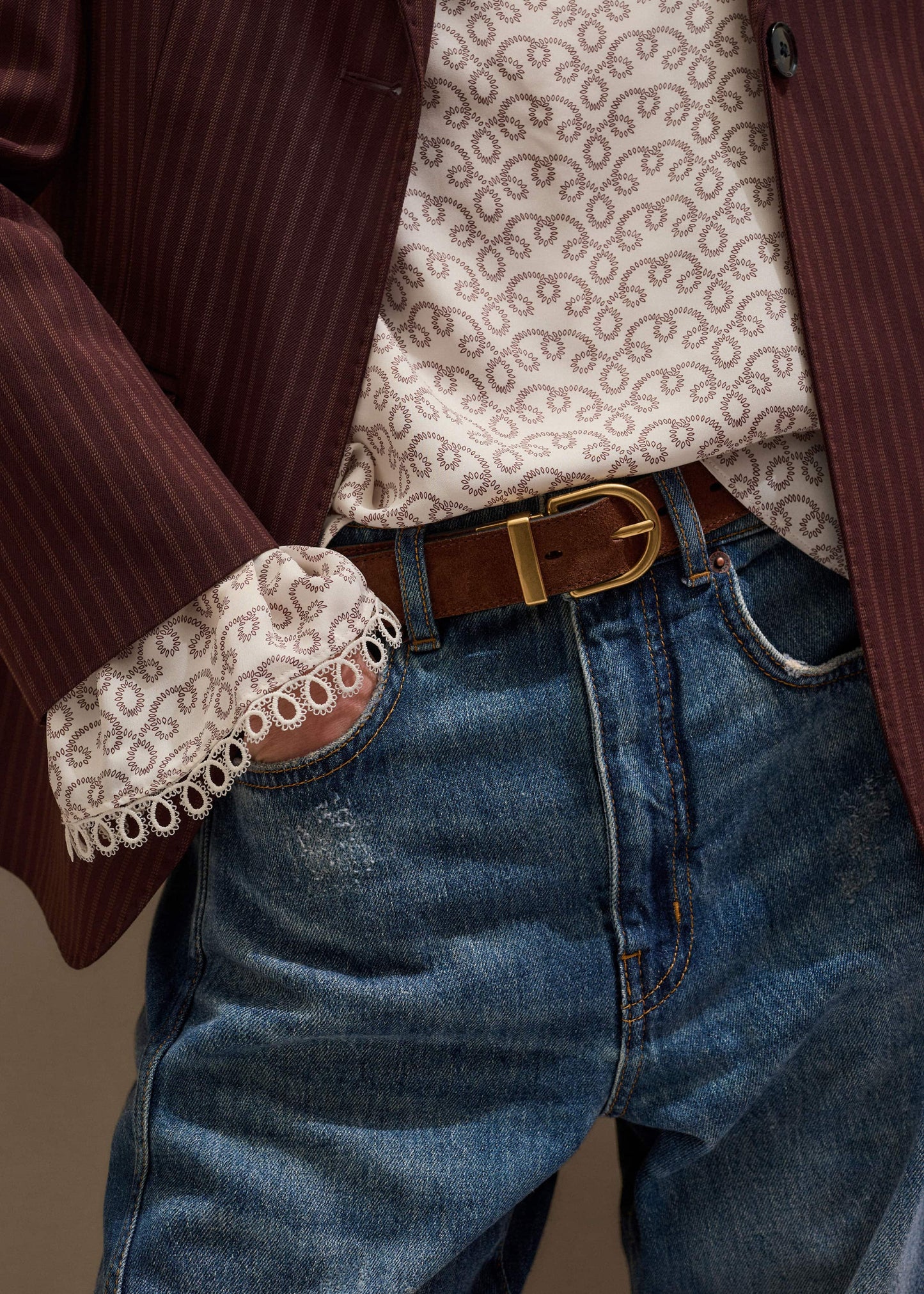 ME and EM Clothing|Accessories Chestnut Round Buckle Reversible Belt