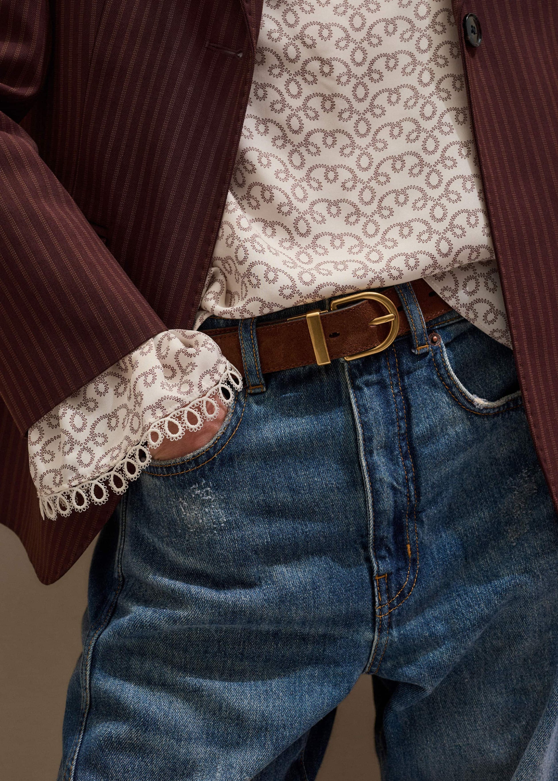 ME and EM Clothing|Accessories Chestnut Round Buckle Reversible Belt