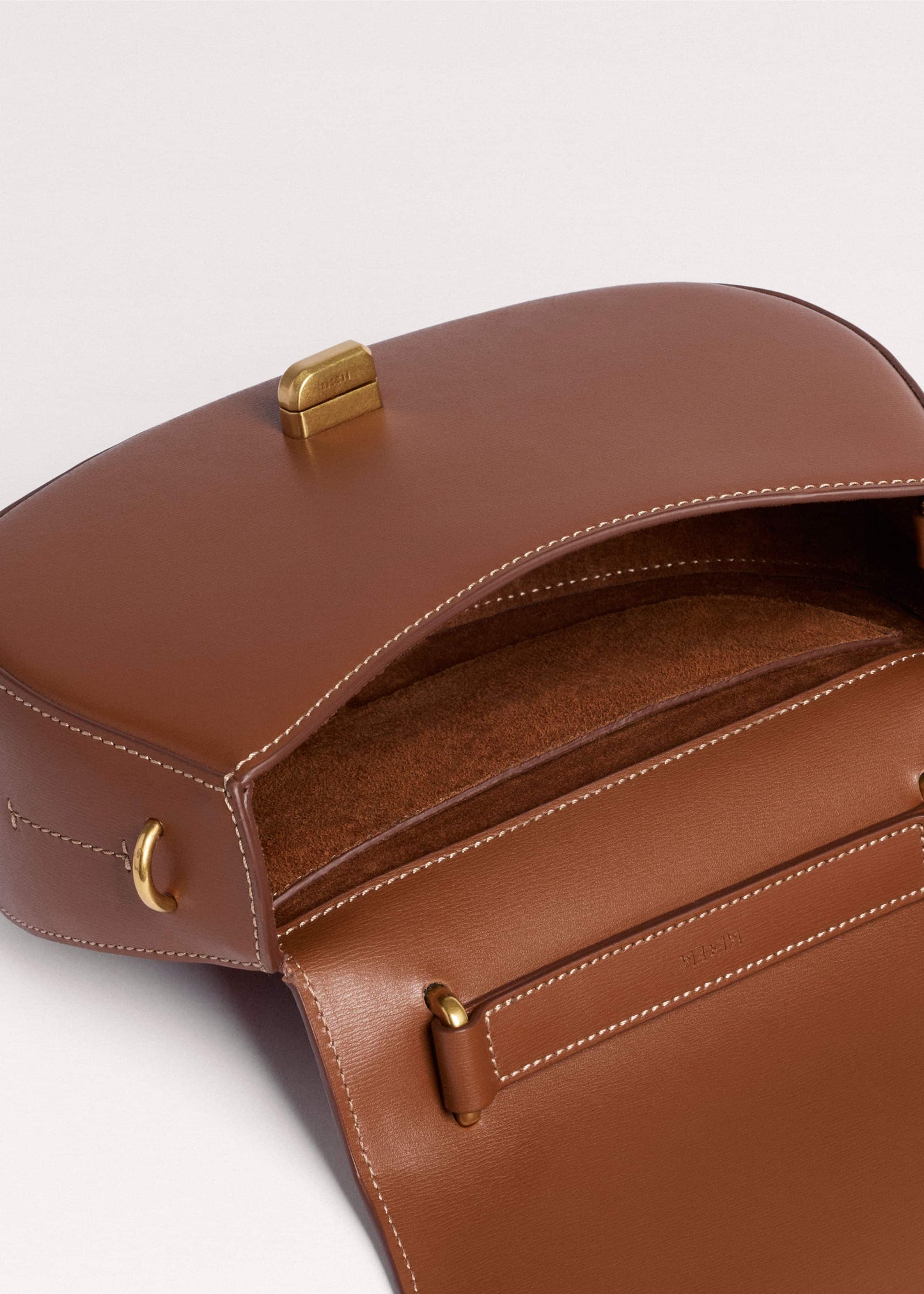 ME and EM Clothing Dark Tan Resin Top Handle Structured Saddle Bag