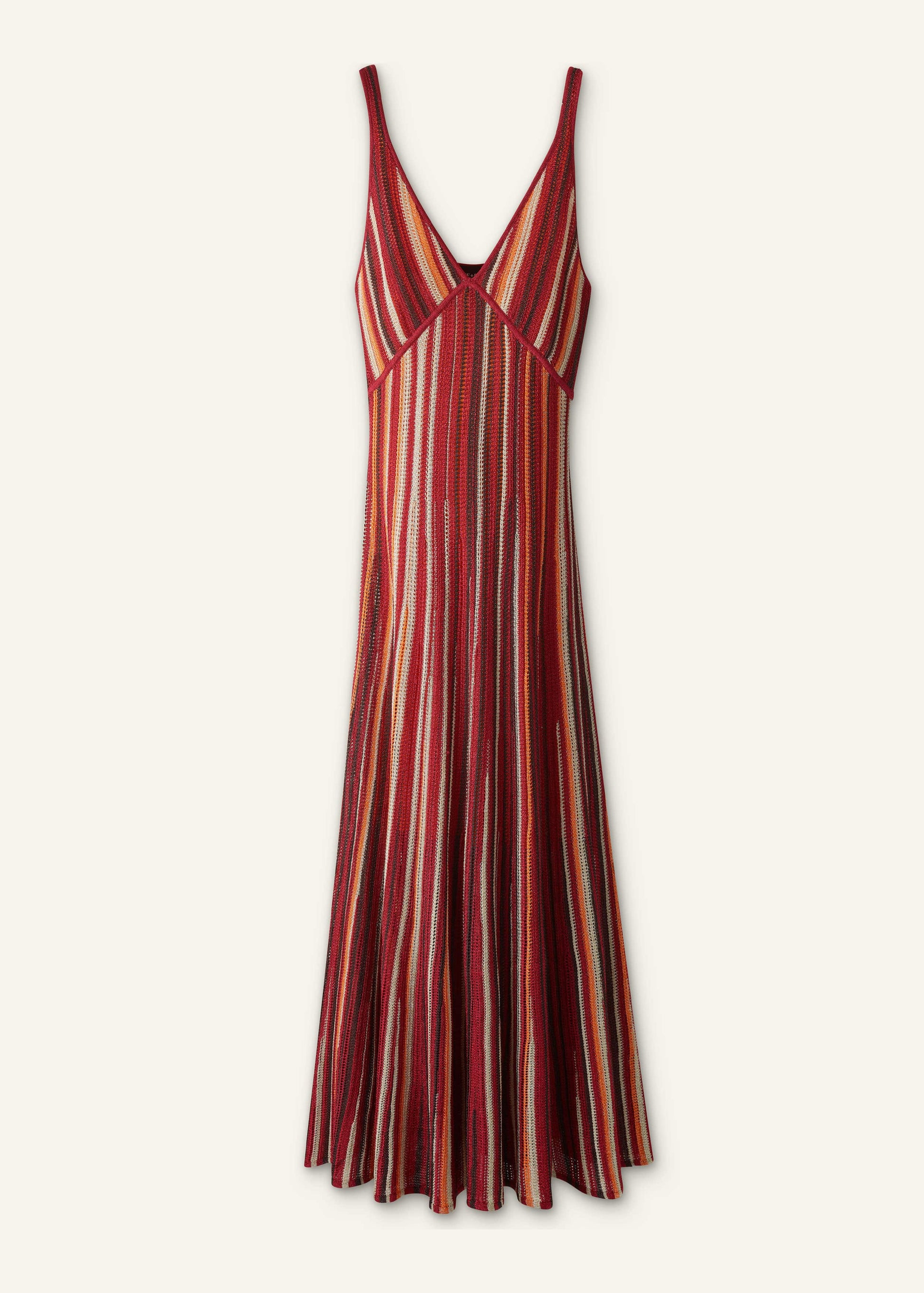 ME and EM Clothing Red Metallic Knit Maxi Dress