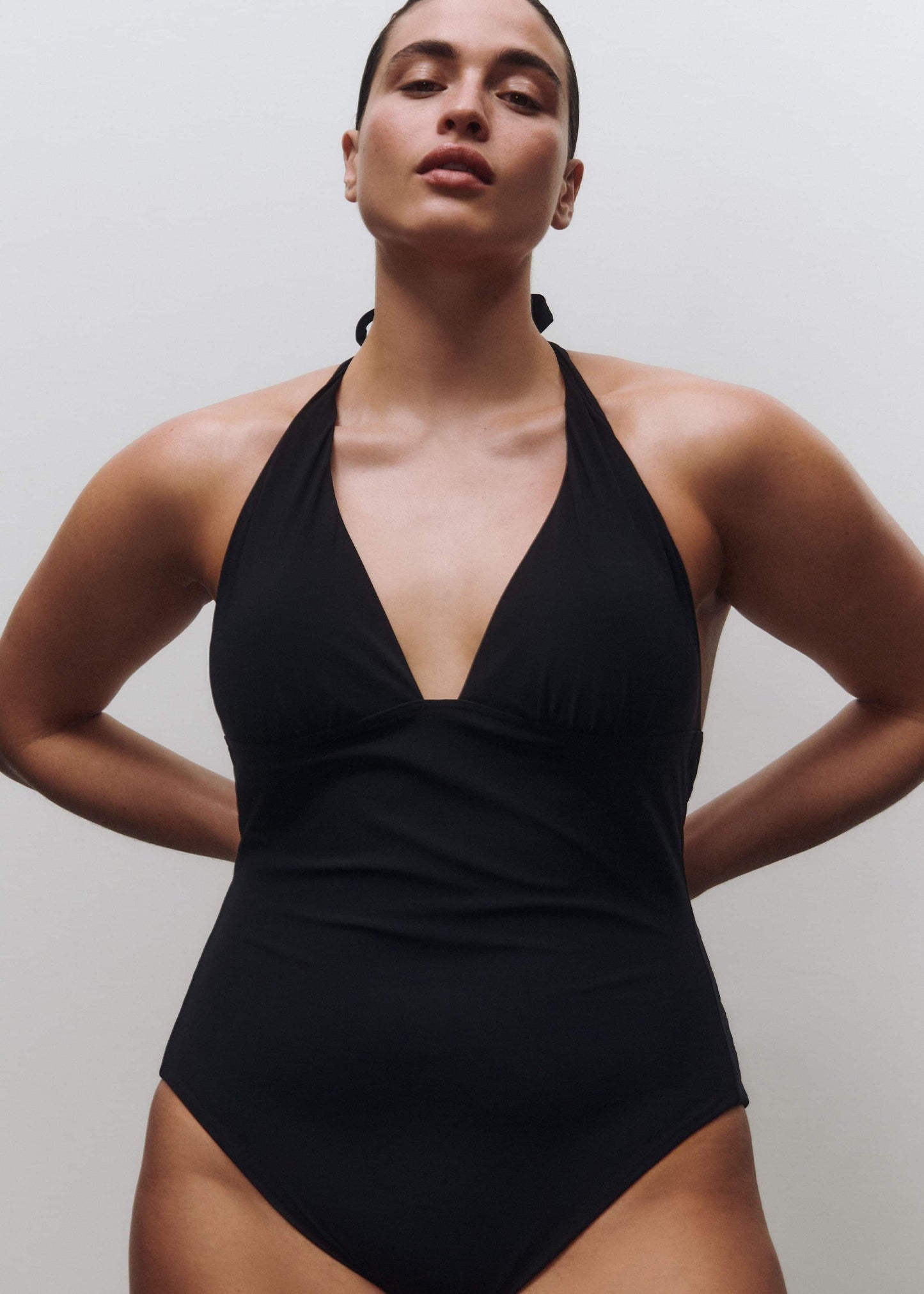ME and EM Clothing Black Adjustable Halterneck Swimsuit