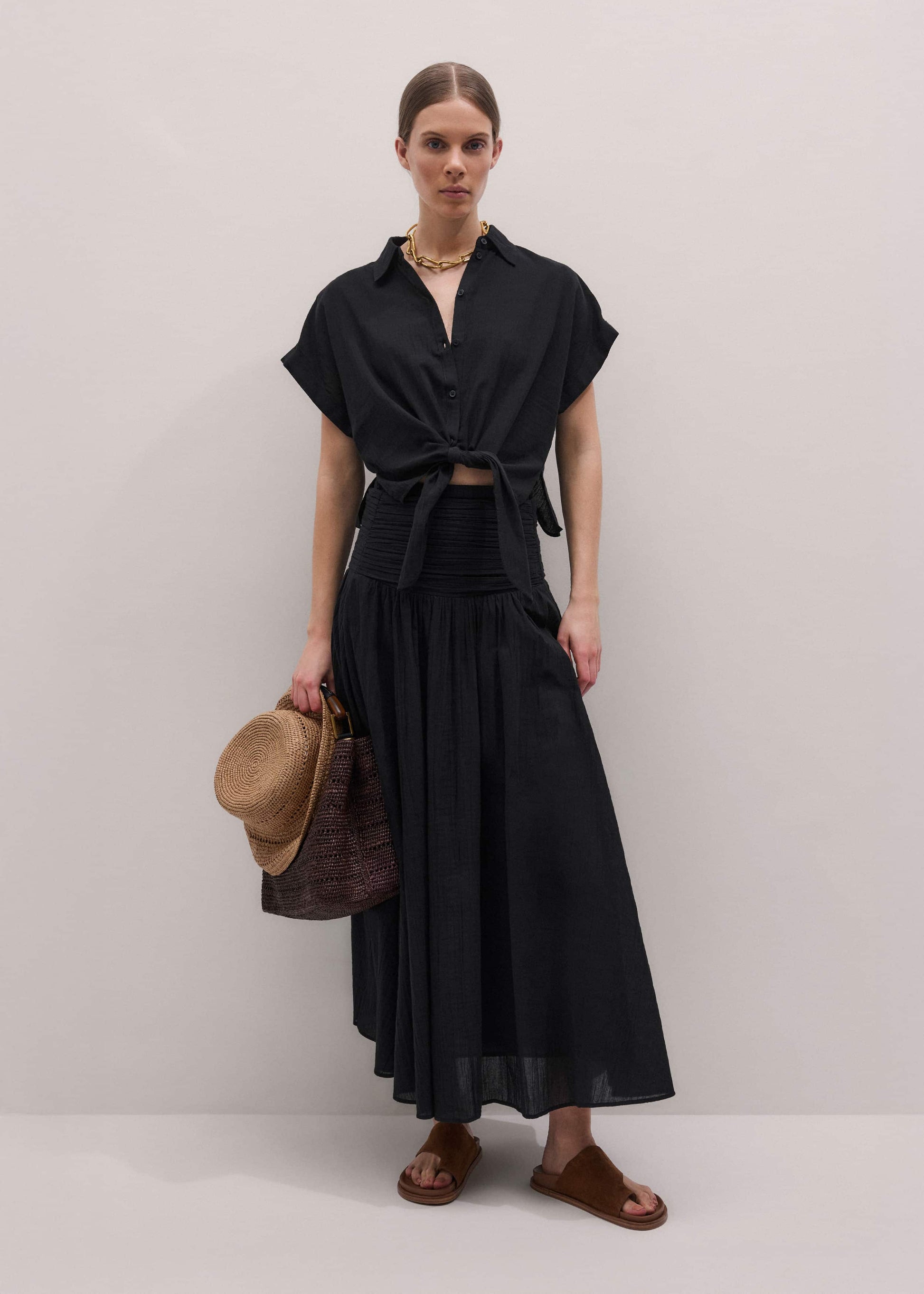 ME and EM Clothing Black Beach Shirt Co-ord
