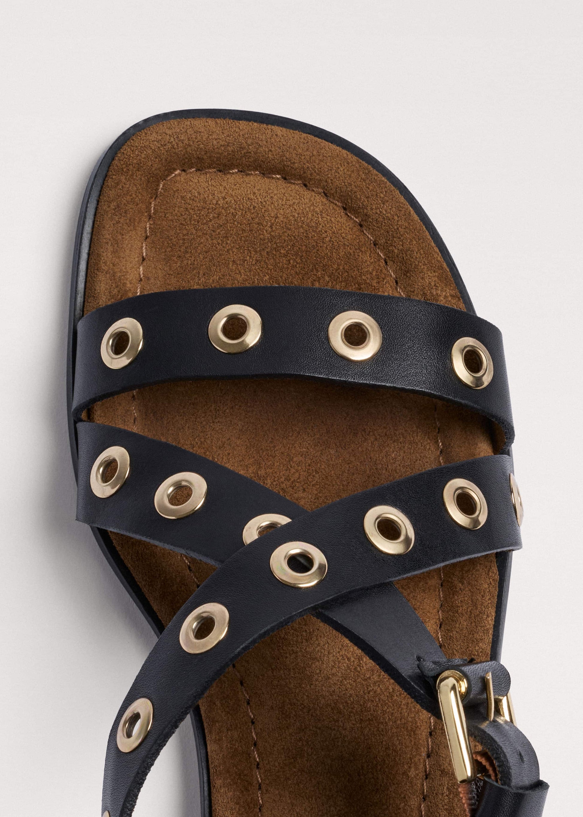 ME and EM Accessories Black Eyelet Stud Sandal