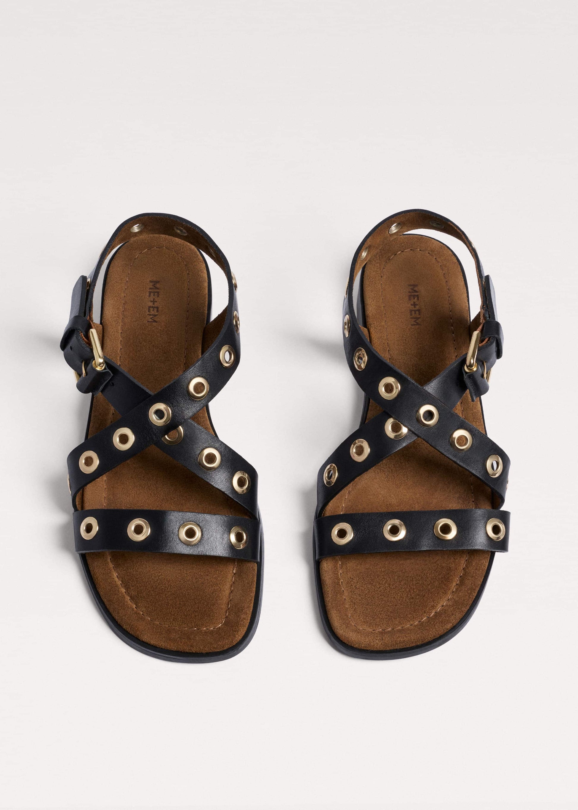 ME and EM Accessories Black Eyelet Stud Sandal