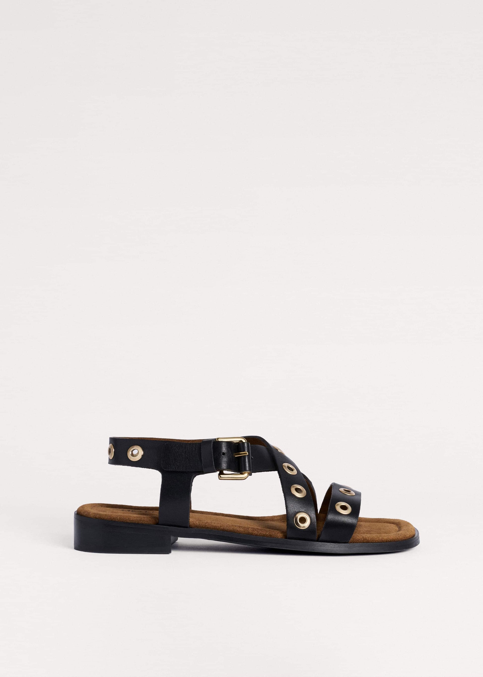 ME and EM Accessories Black Eyelet Stud Sandal