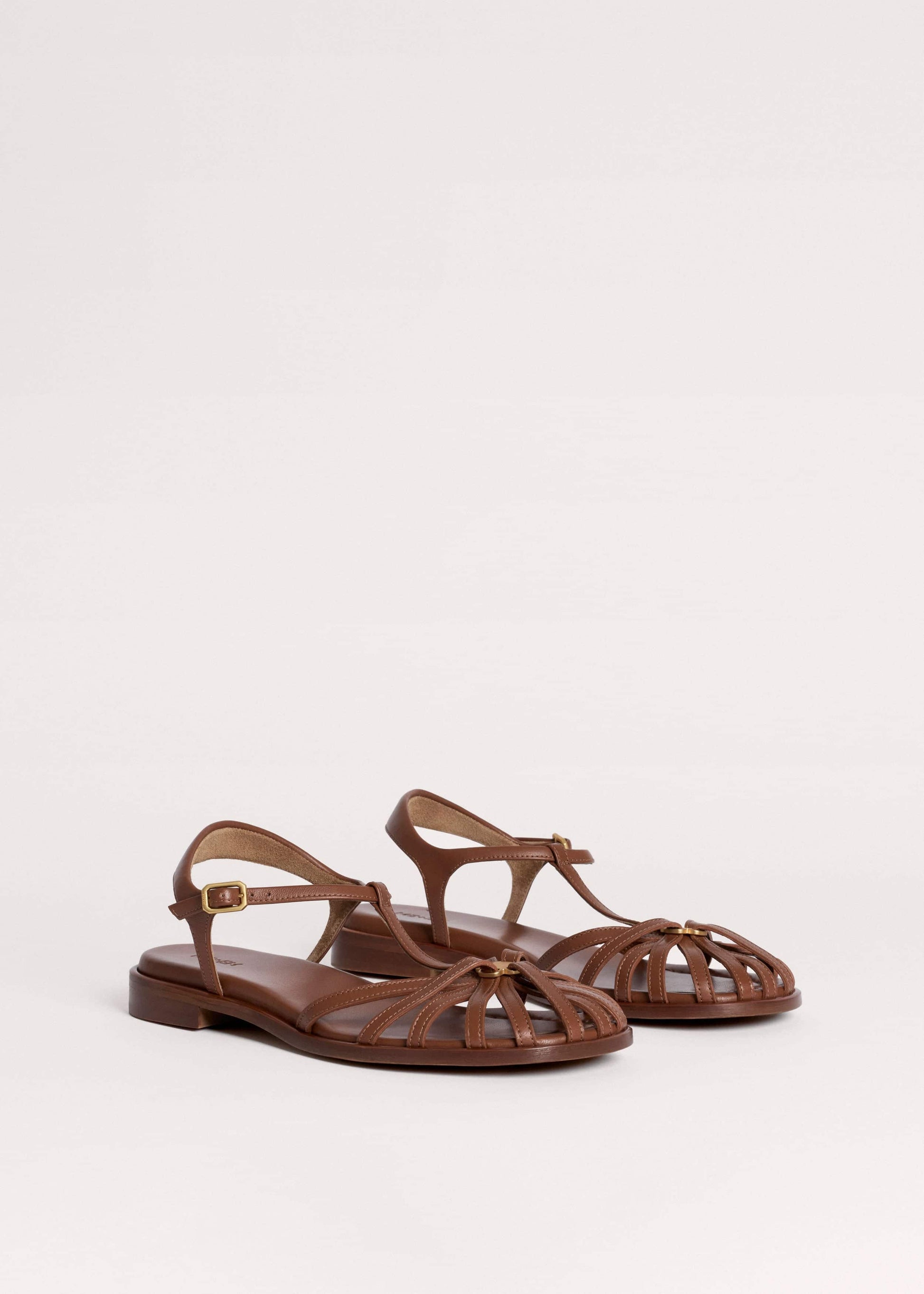 ME and EM Accessories Brown Caged T-Bar Sandal