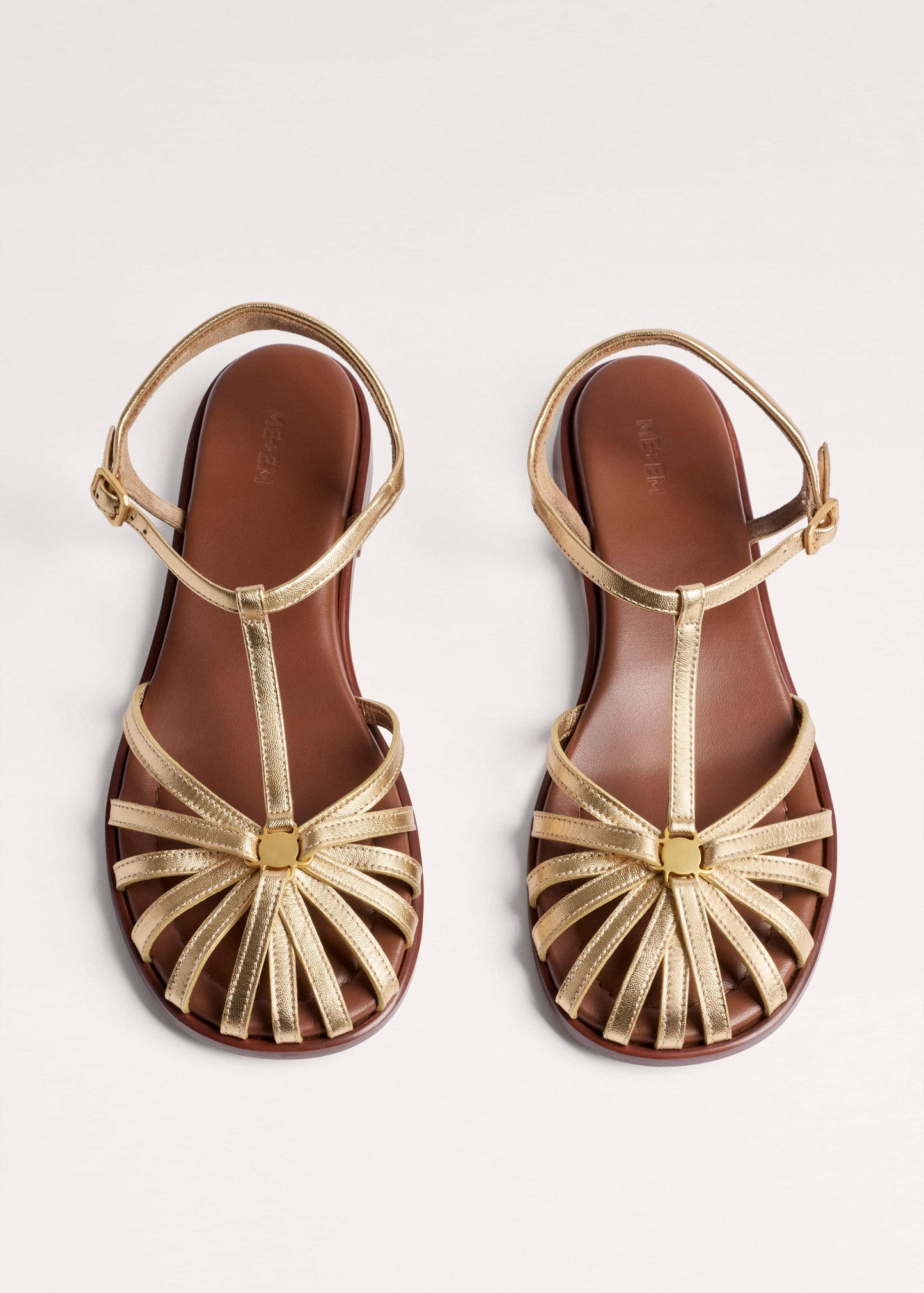 ME and EM Accessories Gold Caged T-Bar Sandal