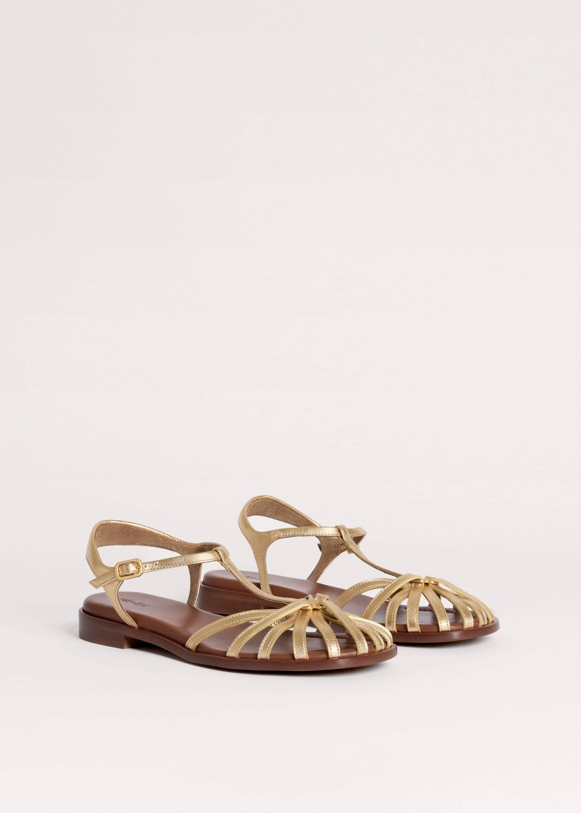 ME and EM Accessories Gold Caged T-Bar Sandal