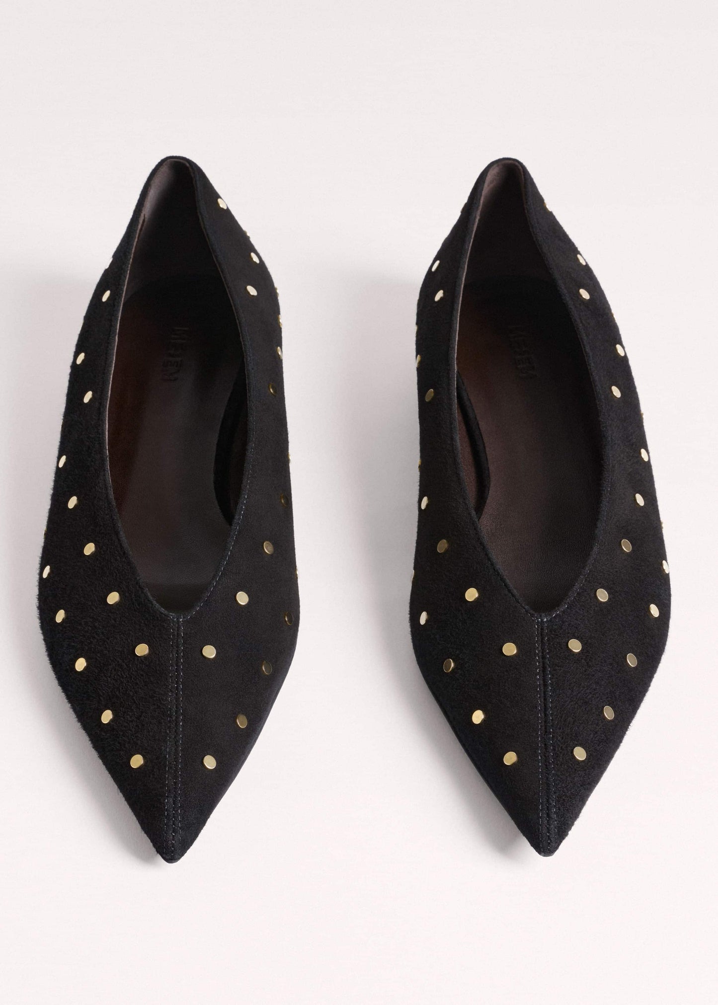 ME and EM Accessories Black Suede Stud Point Flat