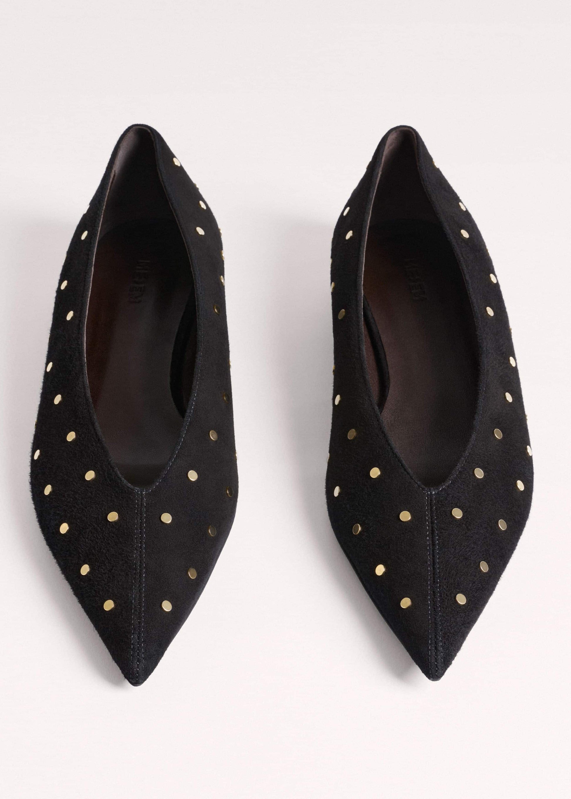ME and EM Accessories Black Suede Stud Point Flat
