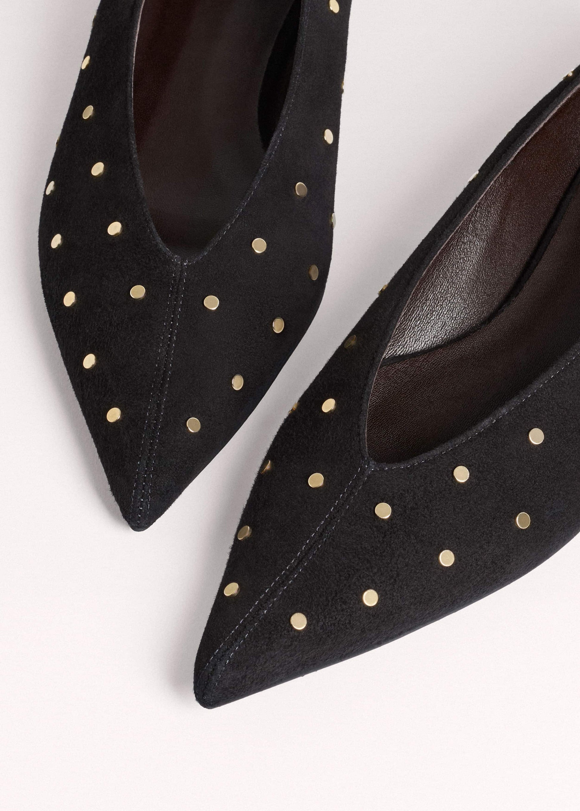 ME and EM Accessories Black Suede Stud Point Flat