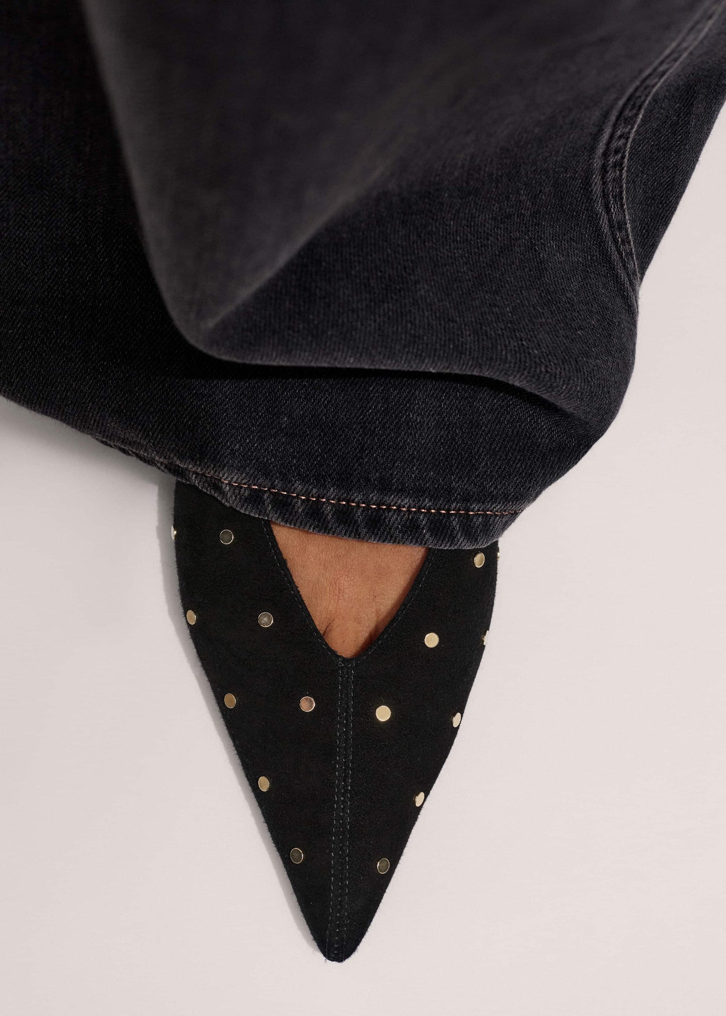 ME and EM Accessories Black Suede Stud Point Flat