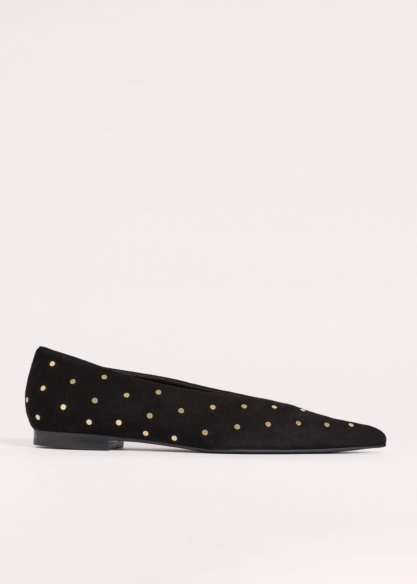ME and EM Accessories Black Suede Stud Point Flat