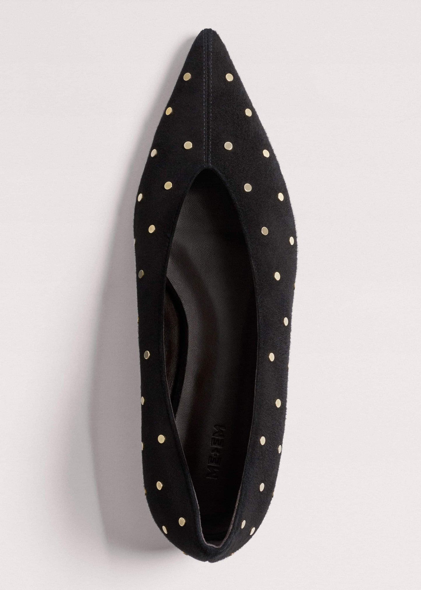 ME and EM Accessories Black Suede Stud Point Flat