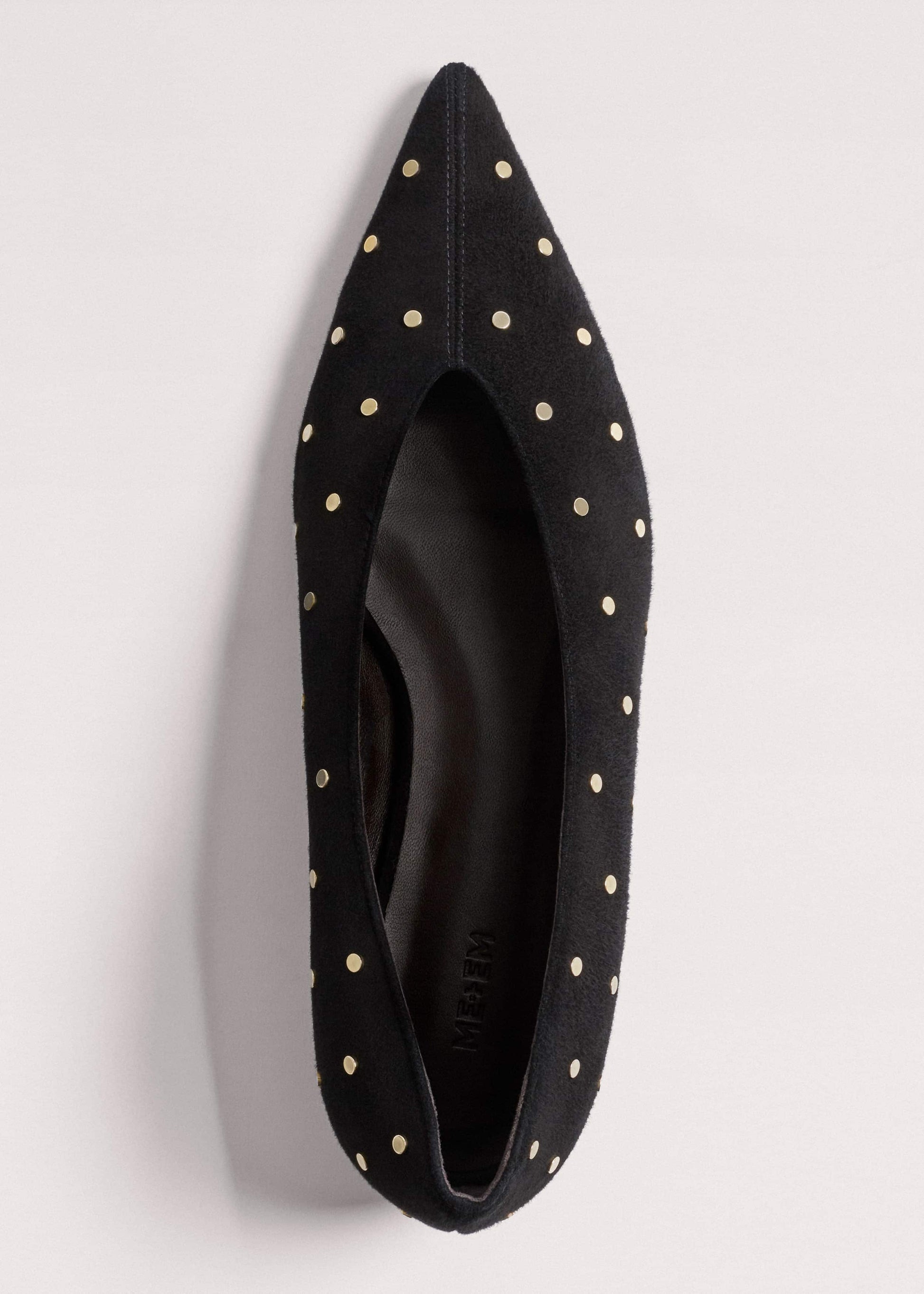 ME and EM Accessories Black Suede Stud Point Flat