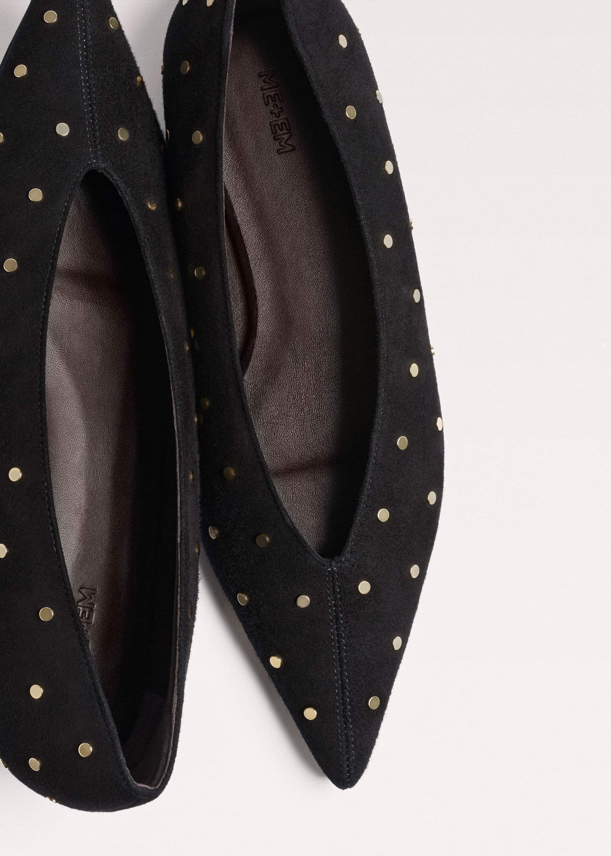 ME and EM Accessories Black Suede Stud Point Flat