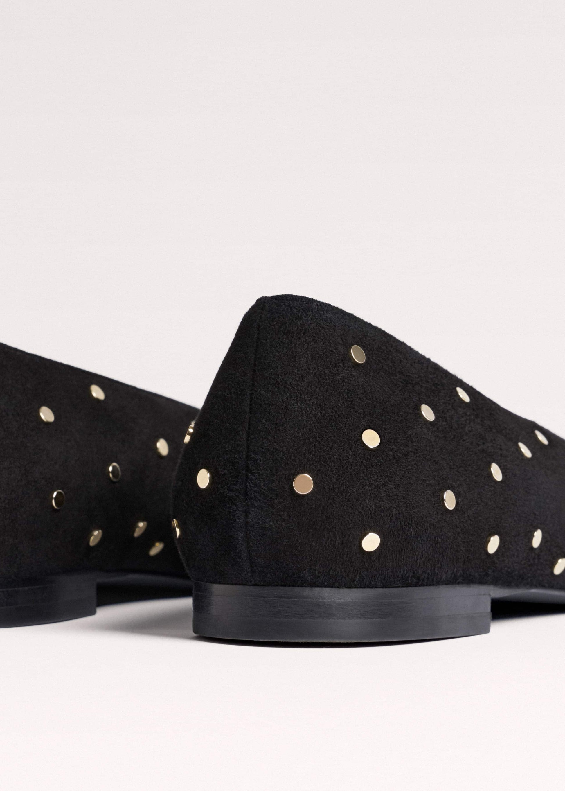 ME and EM Accessories Black Suede Stud Point Flat