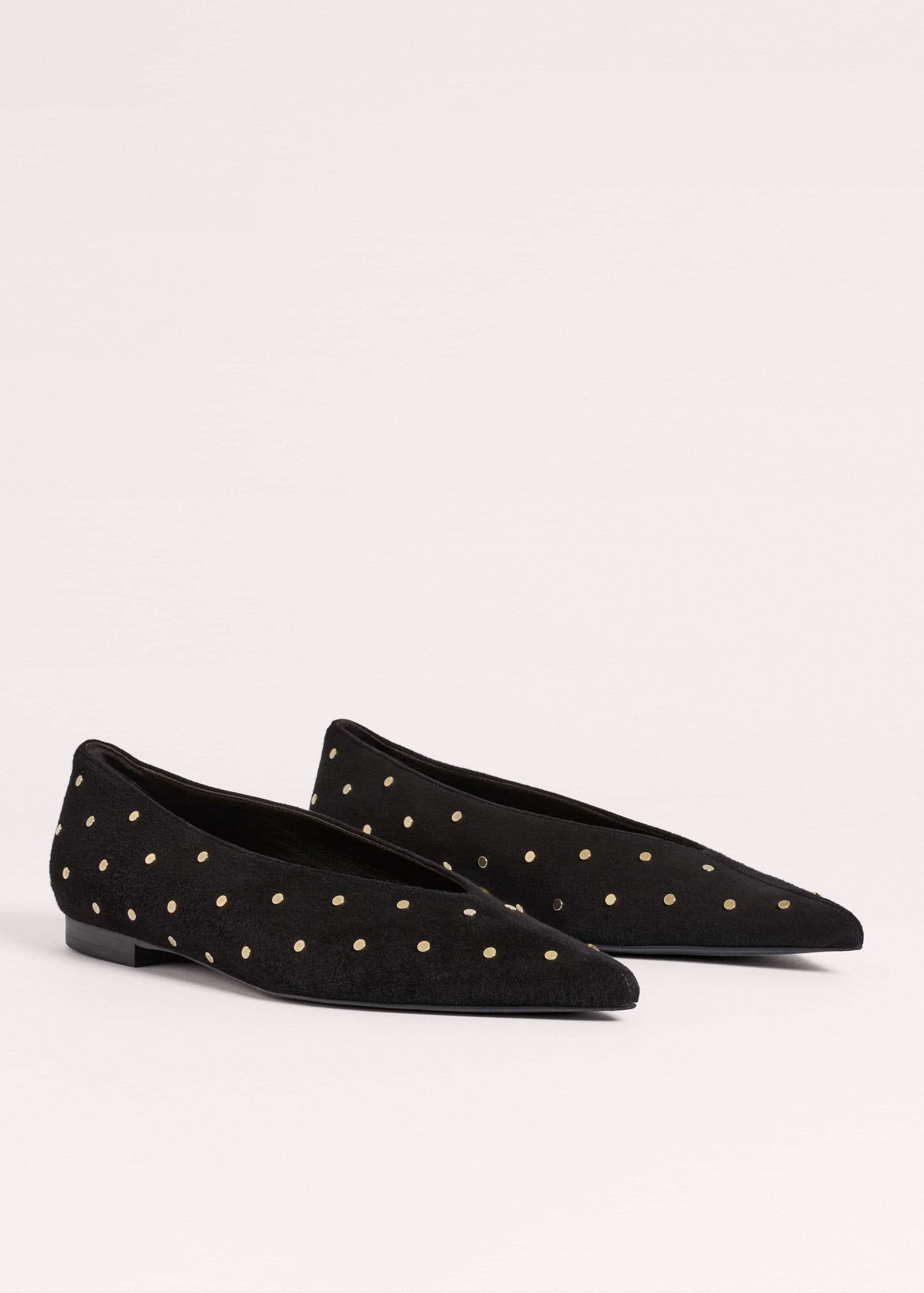 ME and EM Accessories Black Suede Stud Point Flat