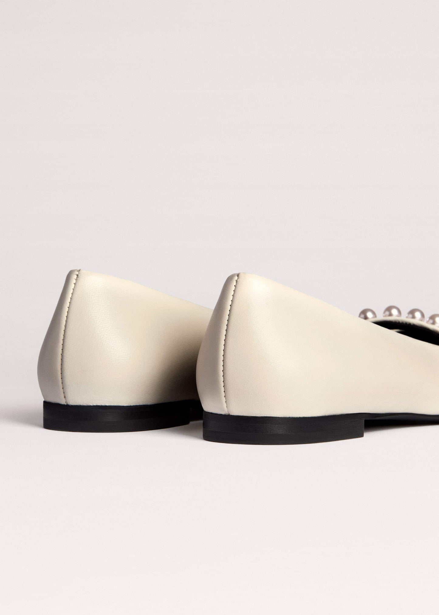 ME and EM Accessories Off White Faux Pearl Square Toe Ballerina Flat