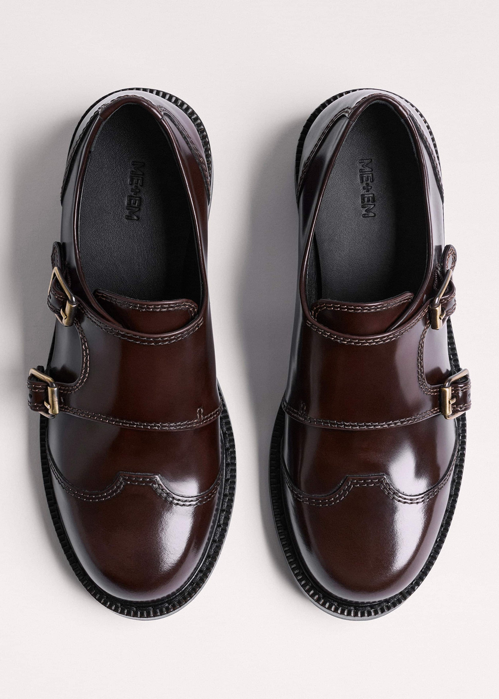 ME and EM Accessories Brown Leather Double Buckle Shoe